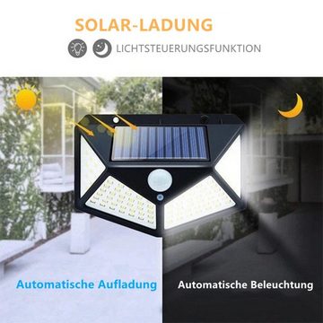 iscooter LED Solarleuchte Solarlampen für Außen, Solarleuchte mit Bewegungsmelder Wasserdichte, LED fest integriert, 270 ° Vierseitige Beleuchtung- 2200mAh, 100 LED Solarleuchte