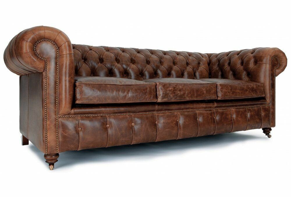 JVmoebel Chesterfield-Sofa Chesterfield Design Polster Leder Sofa Luxus Vintage, 1 Teile, Made in Europa