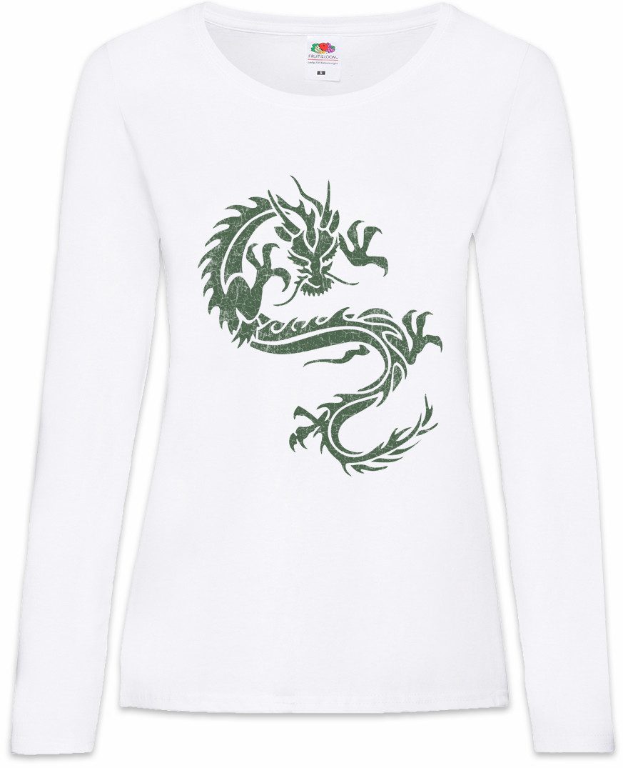 Langarmshirt Tribal Chinese Dragon II Damen Langarmshirt Drache Drachen China Maske