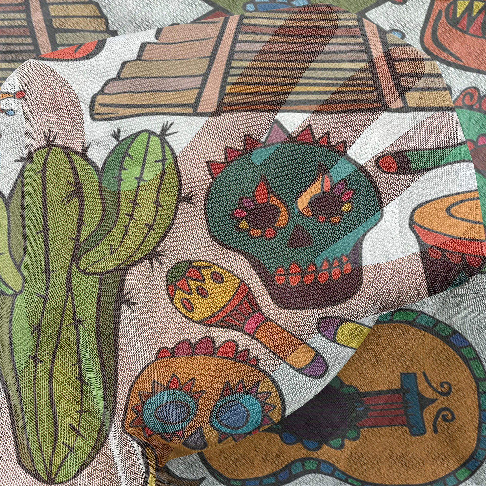 Cactus Mexikaner Abakuhaus, für schiere Hochzeit Salsa 2 Cartoon Gardine Drapierung Panels, Party