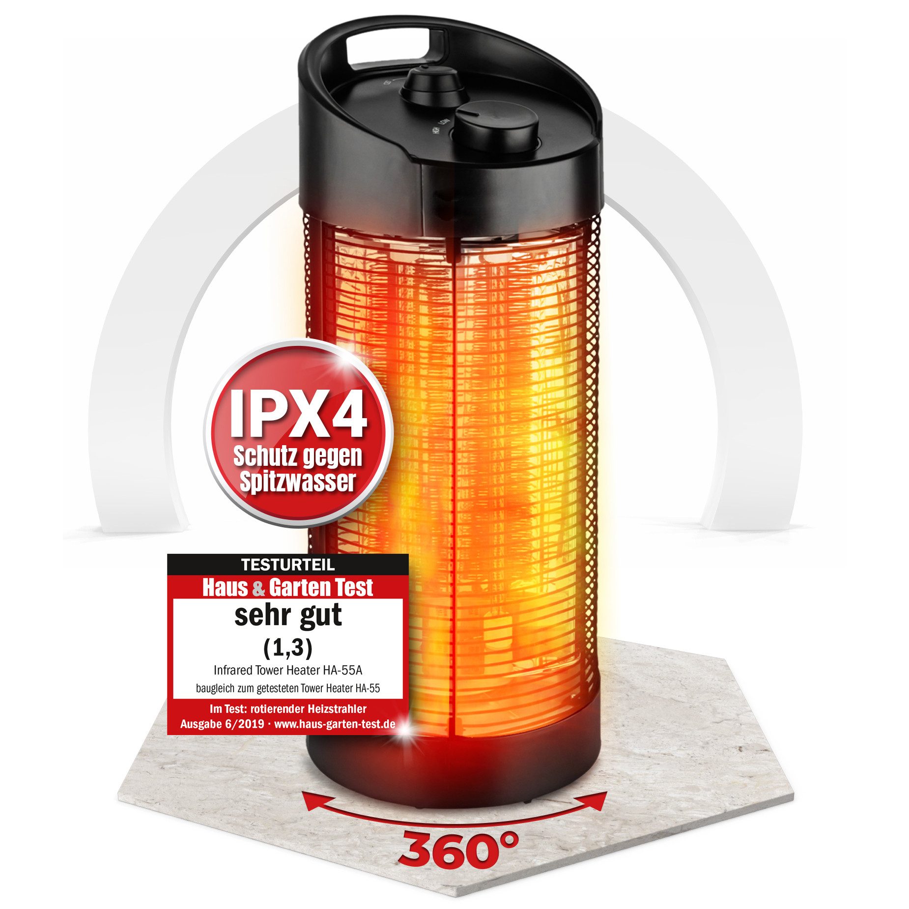 HEIMWERT Infrarotstrahler Heizstrahler Infrarotheizung 1200 Watt 360 Grad günstig online kaufen