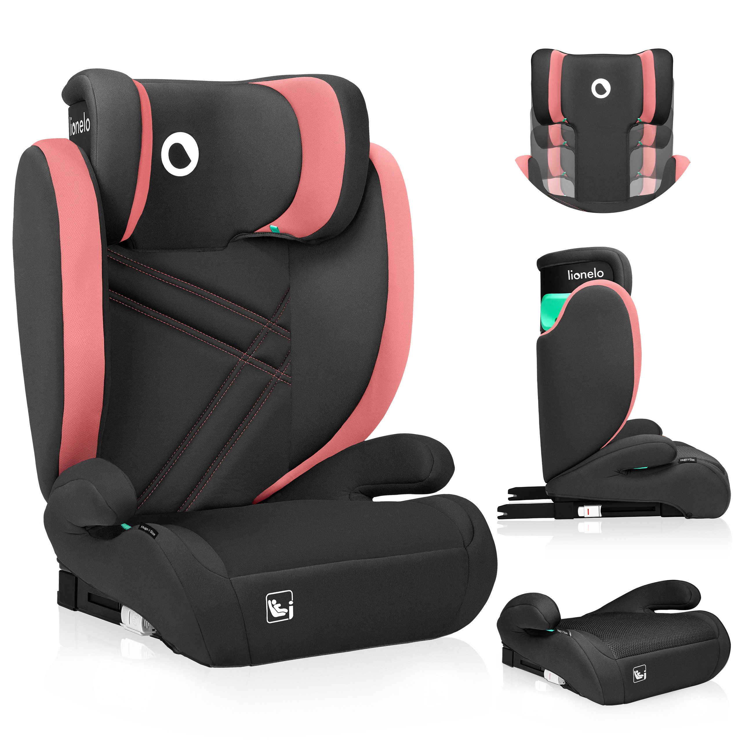lionelo Autokindersitz HUGO I-SIZE, ab: ab 4 Jahre, bis: bis 12 Jahre, ab: 100,00 cm, bis: 150,00 cm, (Set), i-Size / ISOFIX oder Autogurte / 15-36kg