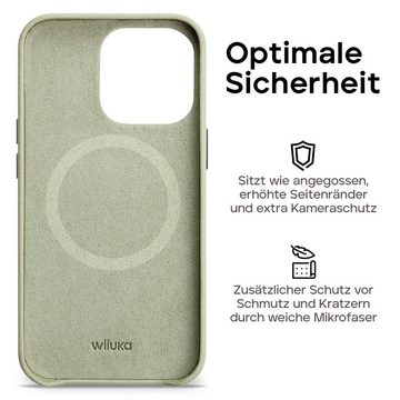 wiiuka Smartphone-Hülle skiin MACARON Handyhülle für iPhone 15, Handgefertigt - Deutsches Leder, Premium Case