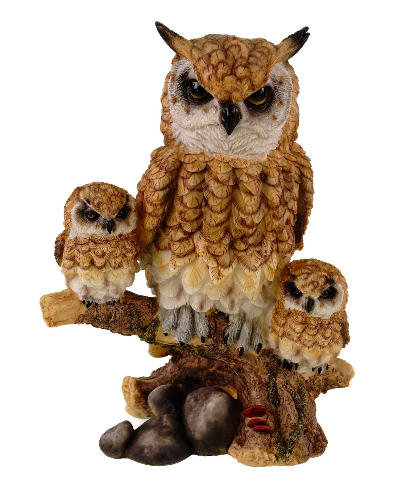 Dekofigur Dekofigur Eule mit 2 Kücken braun Skulptur 24 cm Deko Vogel Geschenk
