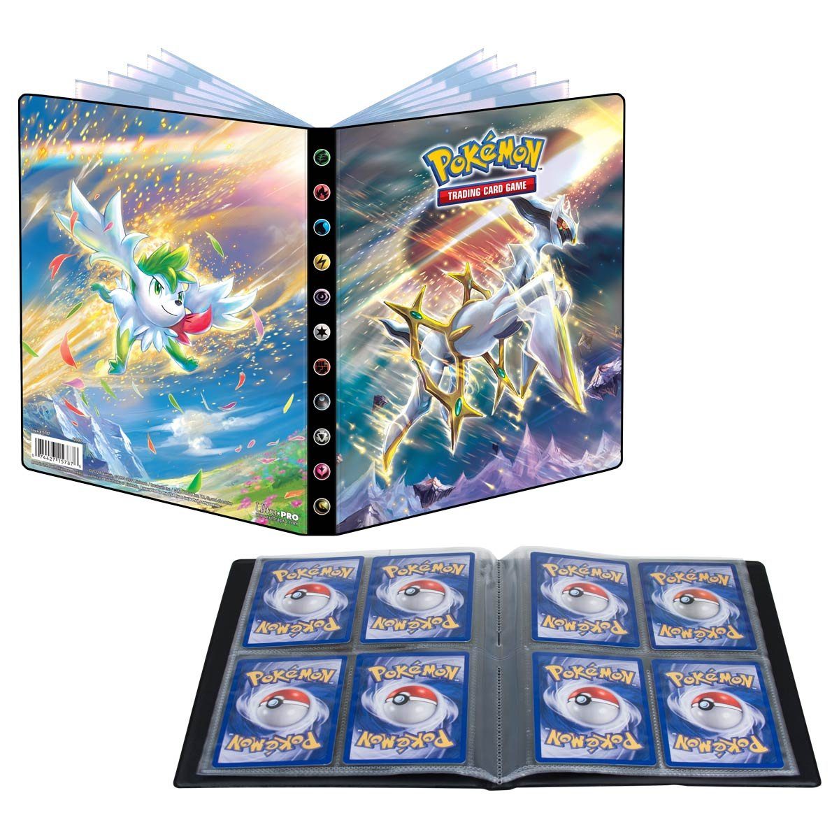 Ultra Pro Sammelkarte Pokémon - Schwert & Schild Strahlende Sterne - Arceus  & Shaymin - Sammelalbum für bis zu 80 Karten + 4 oversized Karten