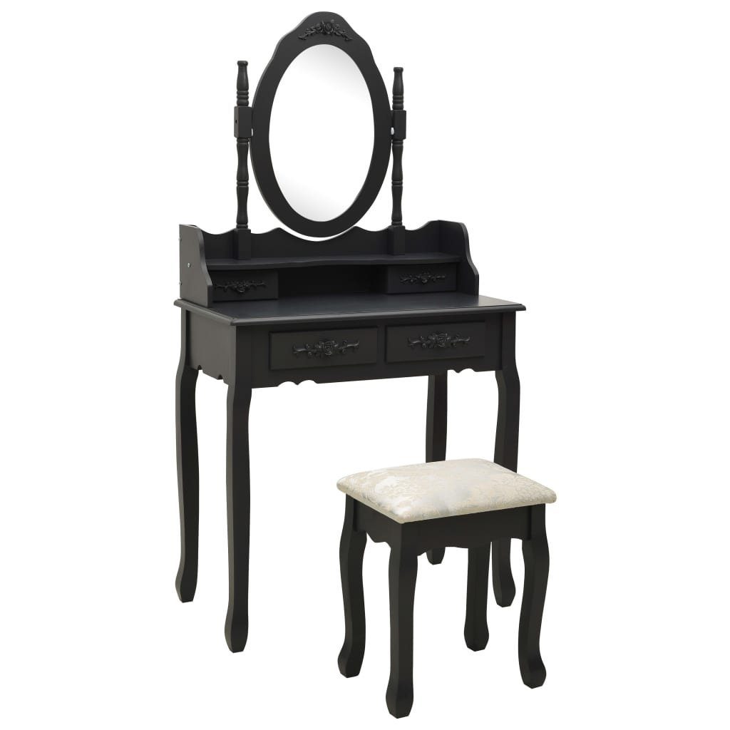 vidaXL Schminktisch Schminktisch-Set mit Hocker Schwarz günstig online kaufen