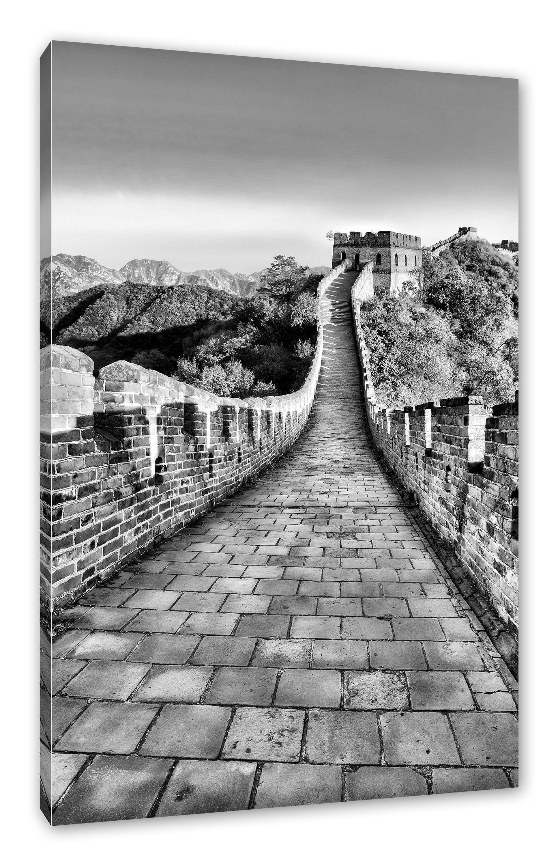 Mauer, (1 bespannt, chinesische Mauer inkl. Leinwandbild St), chinesische Zackenaufhänger Leinwandbild fertig Pixxprint