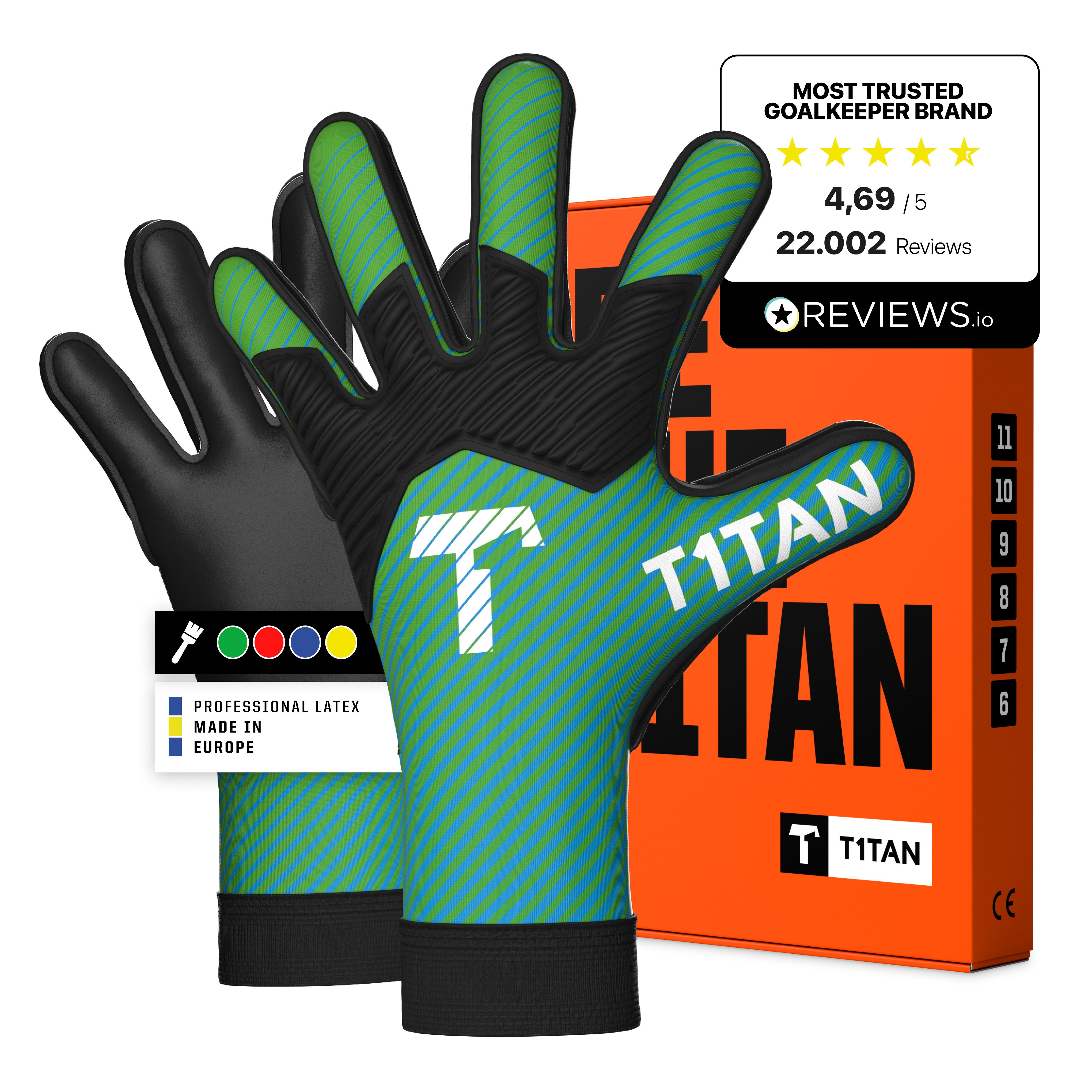 T1TAN Torwarthandschuhe Kinder, AROX 1.0 Green, Größe 3-8