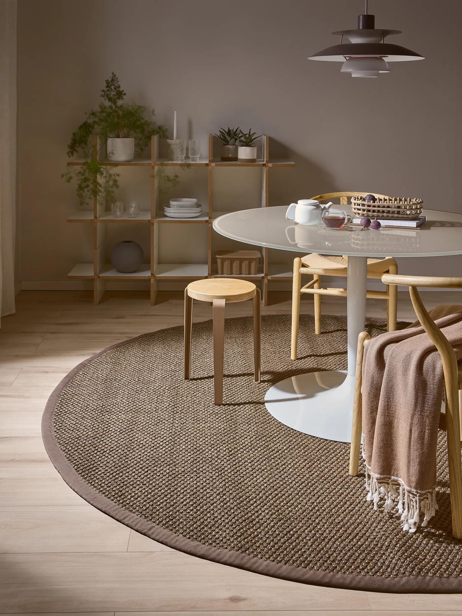 benuta Sisalteppich Greta, rund, Höhe: 5 mm, 100% Sisal Naturfaser, Teppich Wohnzimmer, Esszimmer, Schlafzimmer