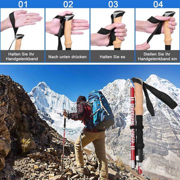 Rosnek Trekking-Stöcke »Zusammenklappbar, ausziehbar, für Wandern Camping Bergsteigen« (1 St), Aluminiumlegierung, mit Schnellverschluss-System