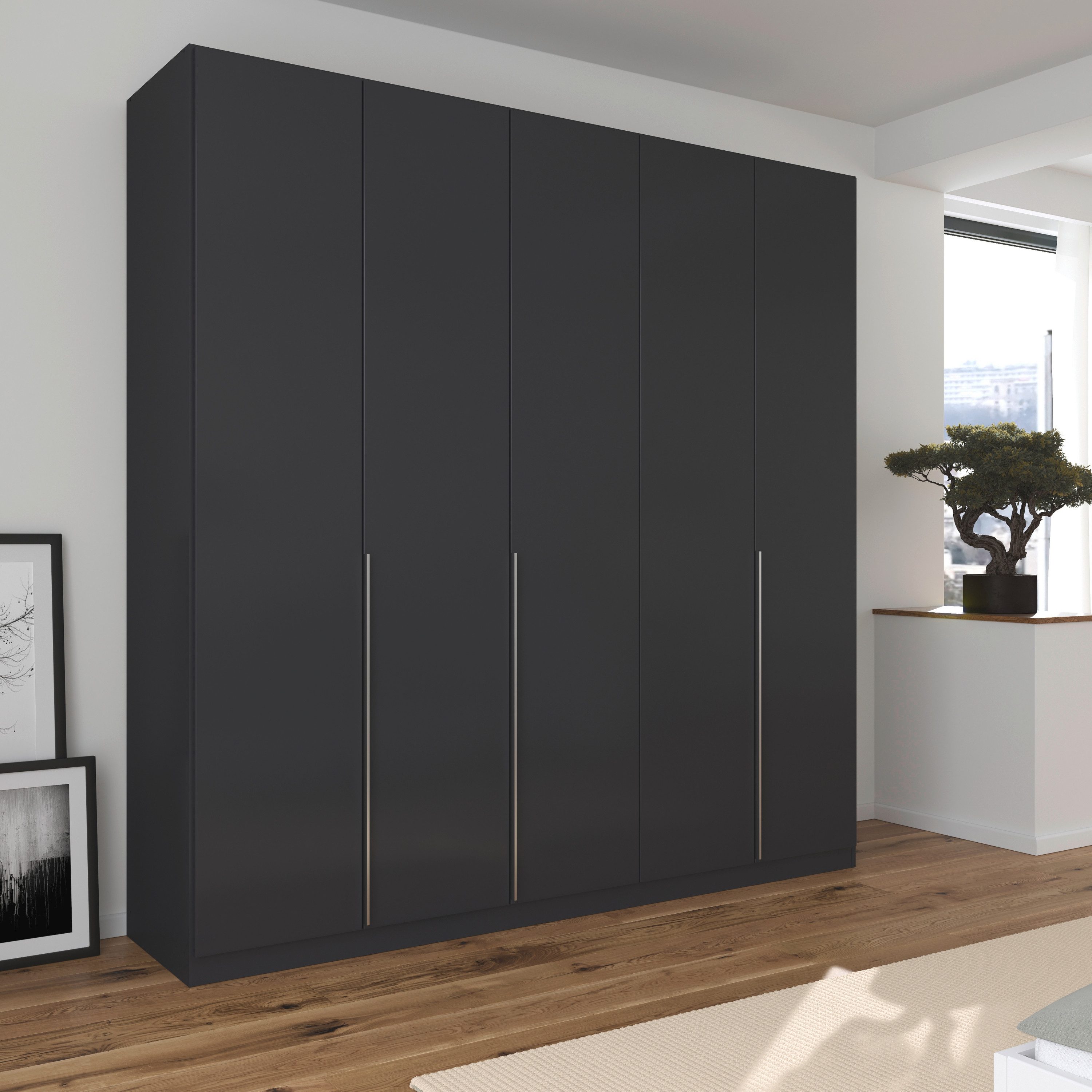 OTTO home Drehtürenschrank Kleiderschrank Schrank Garderobe AGORDO Schlafzimmer (in zwei Griff-Farben, Breiten 91-405 cm, Dekor- oder Hochglanzfront) durchdachte Innenausstattung, in 8 Breiten und 2 Höhen MADE IN GERMANY