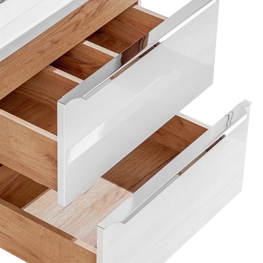 Lomadox Waschbeckenschrank TOSKANA-56 weiß Eiche 141/59,5/46 cm günstig online kaufen