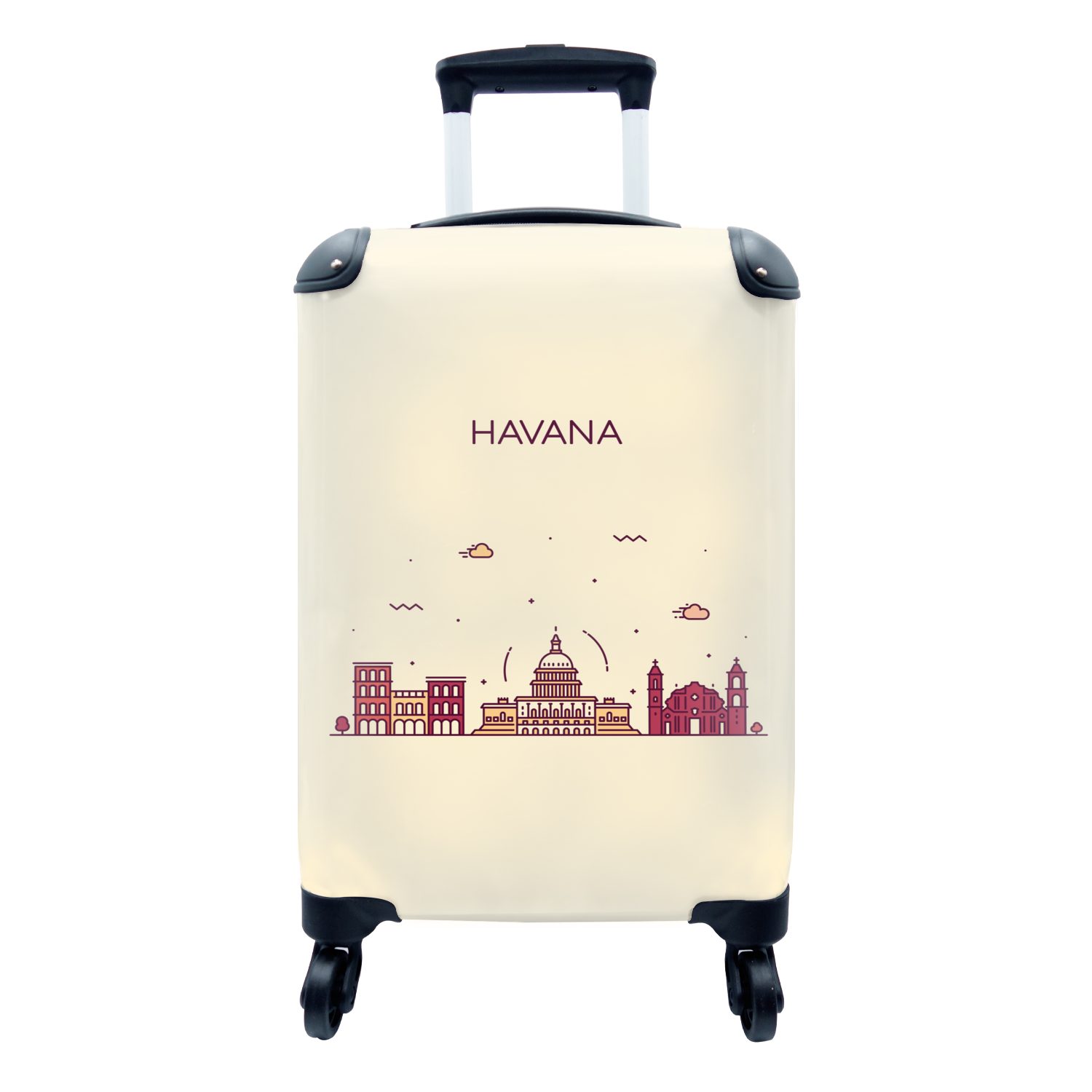 MuchoWow Handgepäckkoffer Havanna - Kuba - Skyline, 4 Rollen, Reisetasche mit rollen, Handgepäck für Ferien, Trolley, Reisekoffer