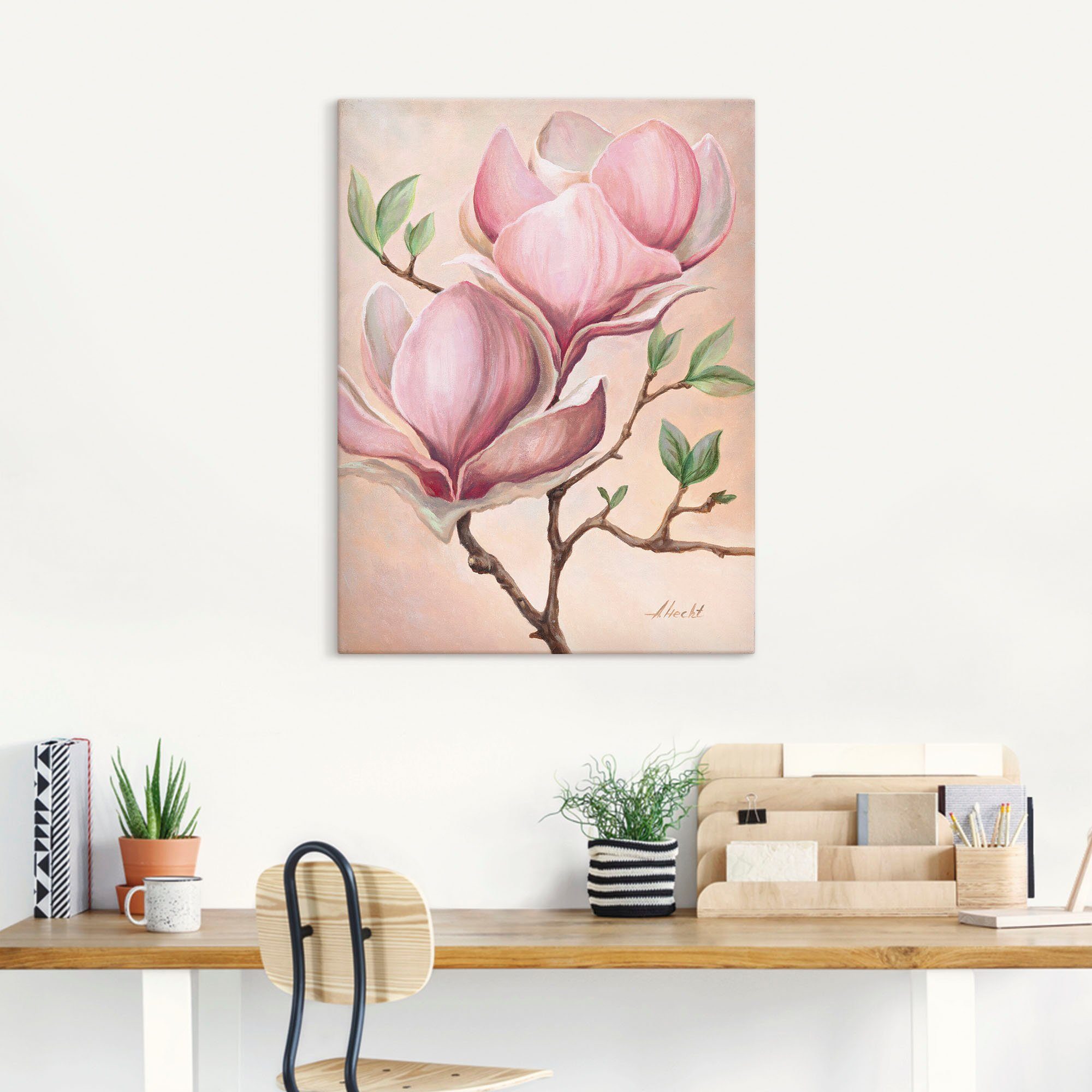 Artland Wandbild Magnolienblüten, Blumen (1 St), als Leinwandbild, Poster in verschied. Größen