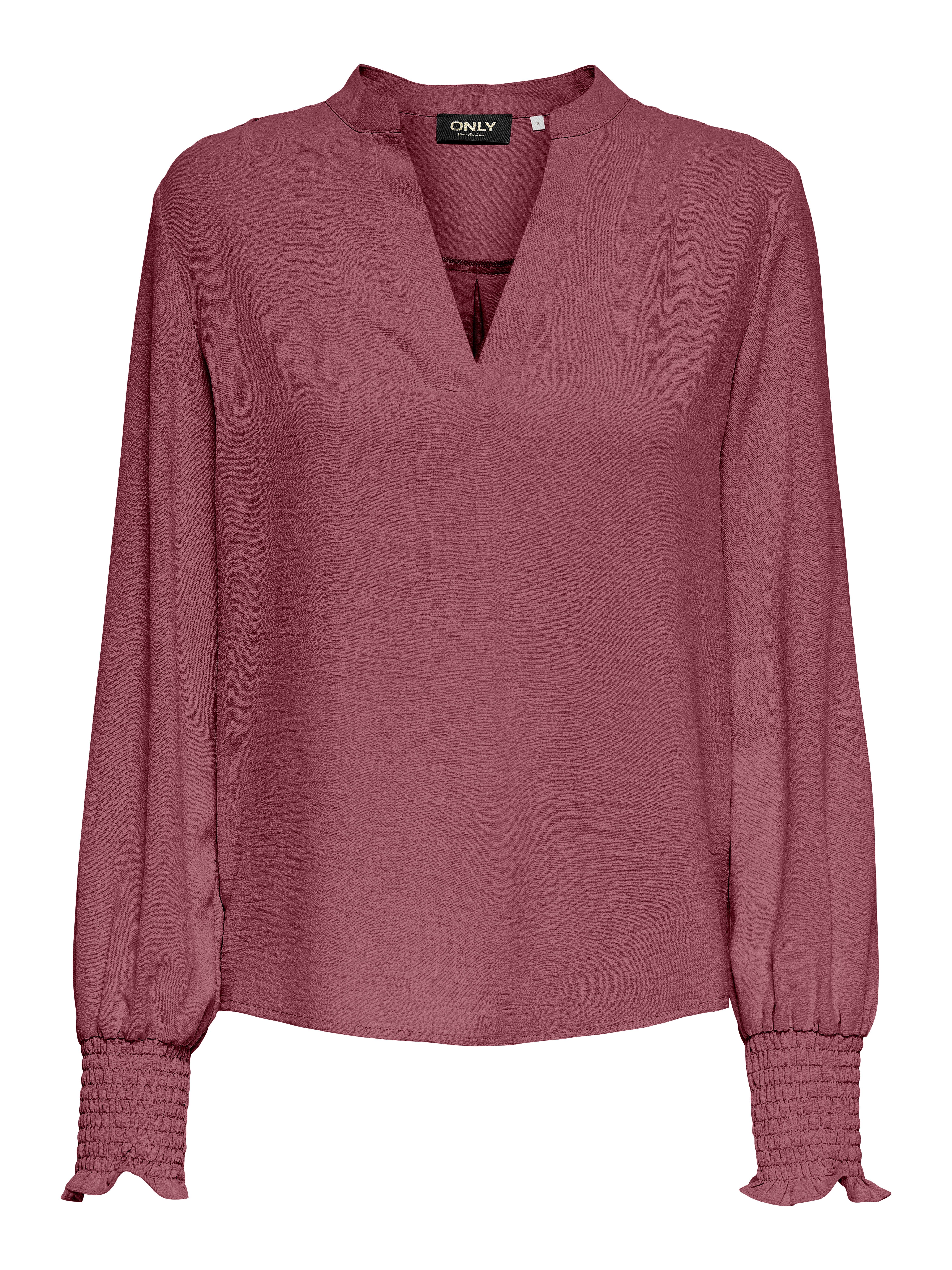 ONLY Blusenshirt ONLMETTE V-NECK LS SMOCK TOP NOOS WVN Kunstfaser, regular fit – Bild 3 von 4