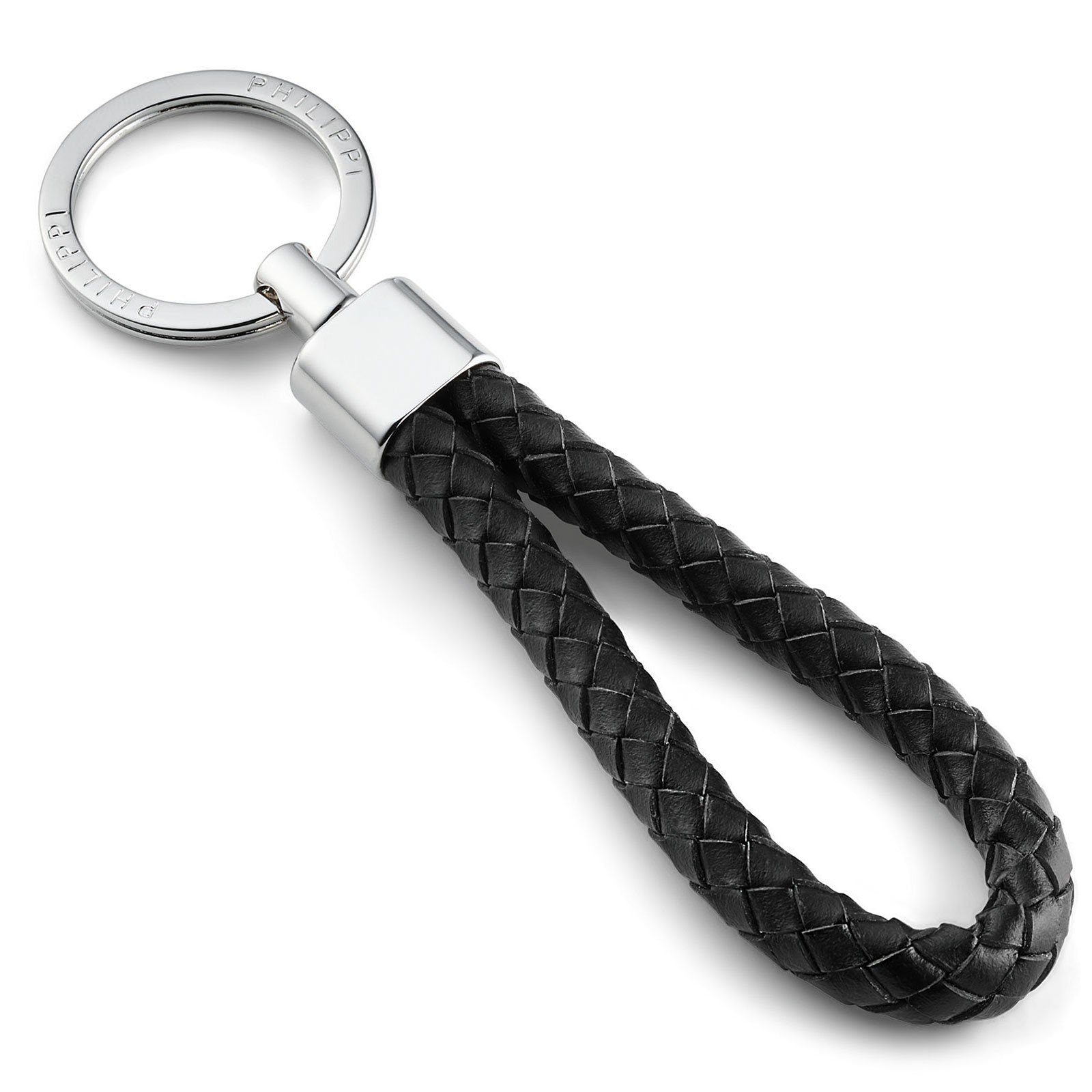 Philippi schwarz SERGIO Schlüsselanhänger, PHILIPPI Schlüsselanhänger Design geflochtener Leder