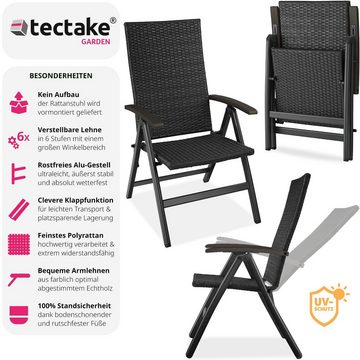 tectake Rattanstuhl Canberra (1er Set, 1 St), Verstellbare Rückenlehne