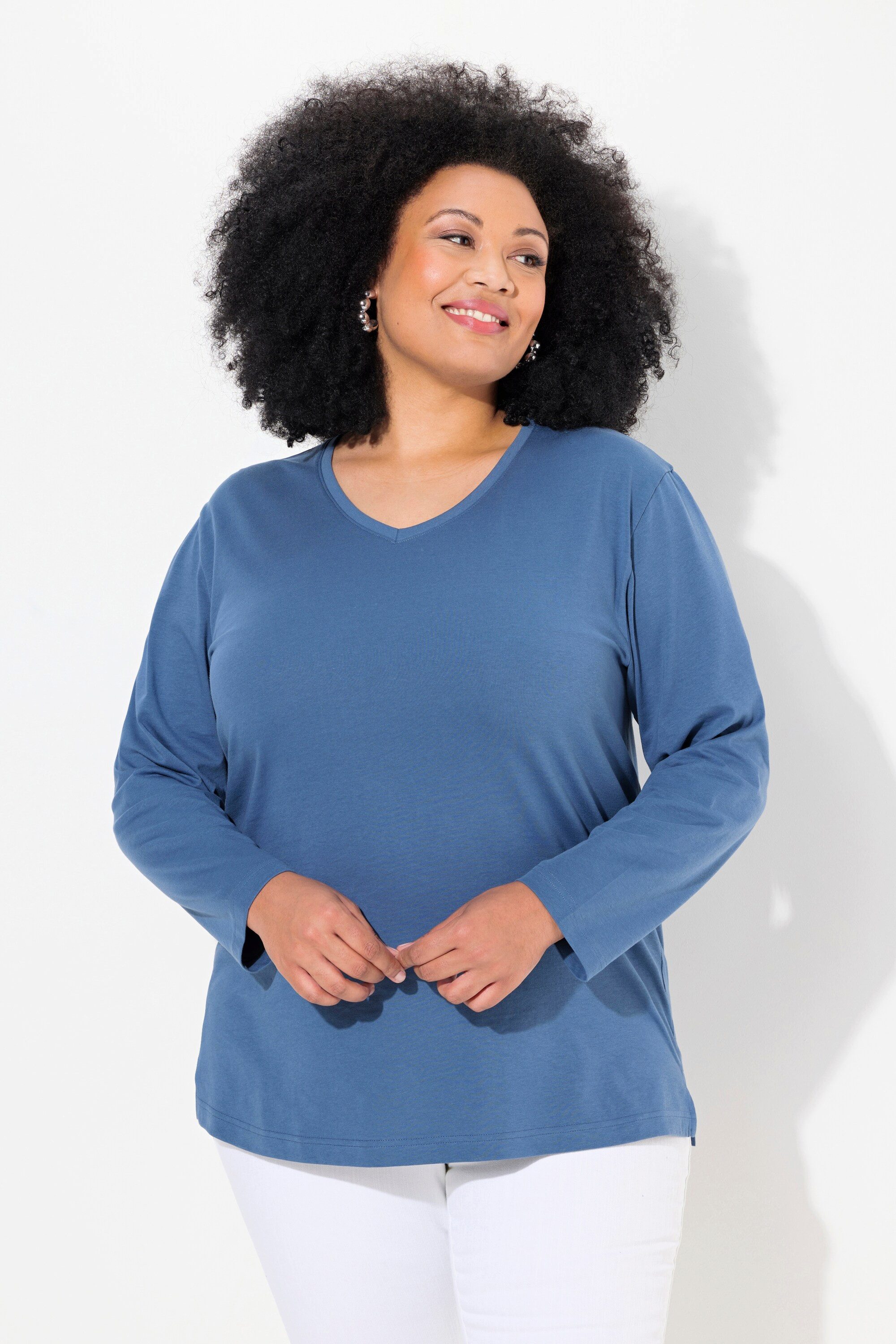 Ulla Popken T-Shirt Shirt V-Ausschnitt Relaxed günstig online kaufen