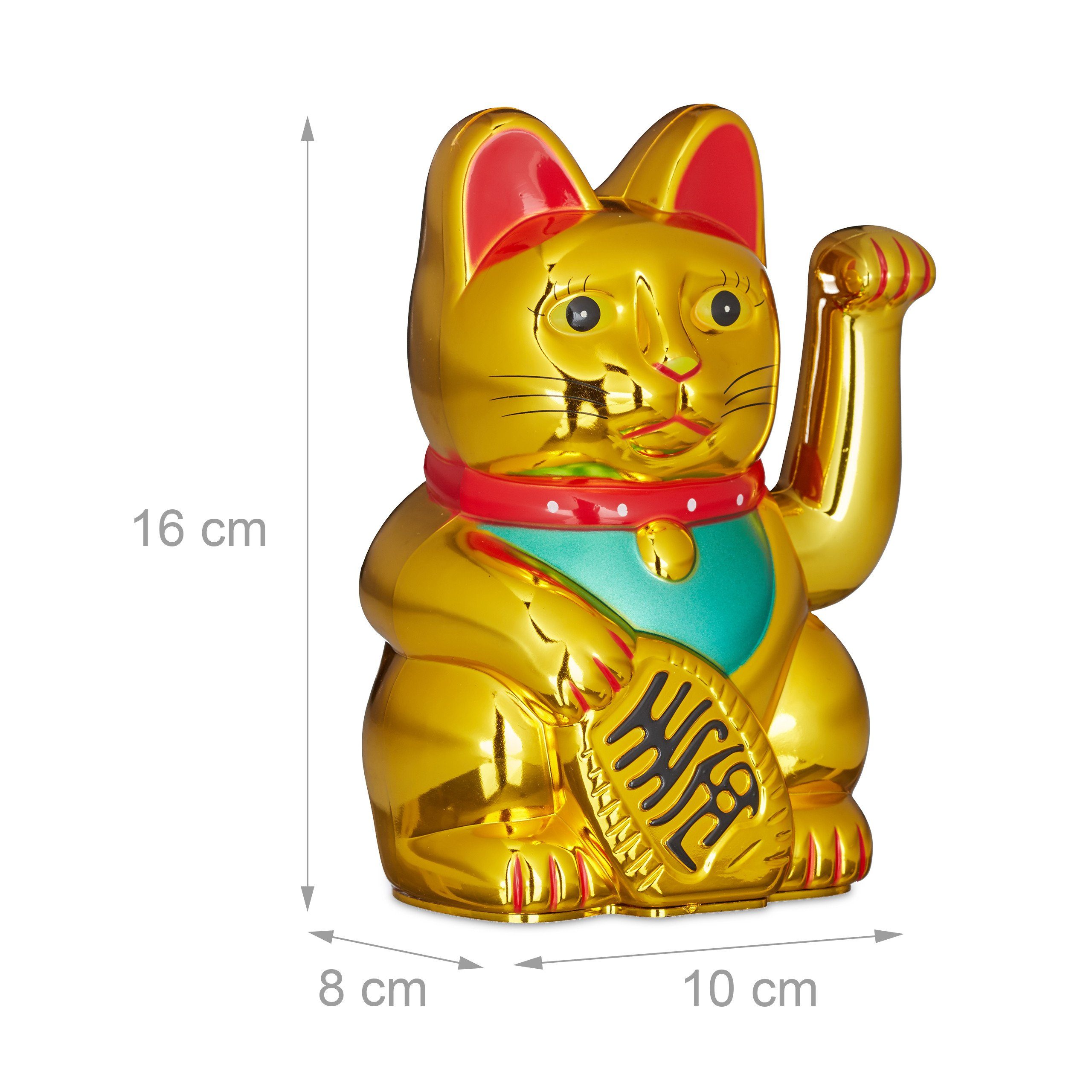 relaxdays Winkekatze 2x Maneki Neko Winkekatze 16 cm (2 St) – Bild 4 von 5
