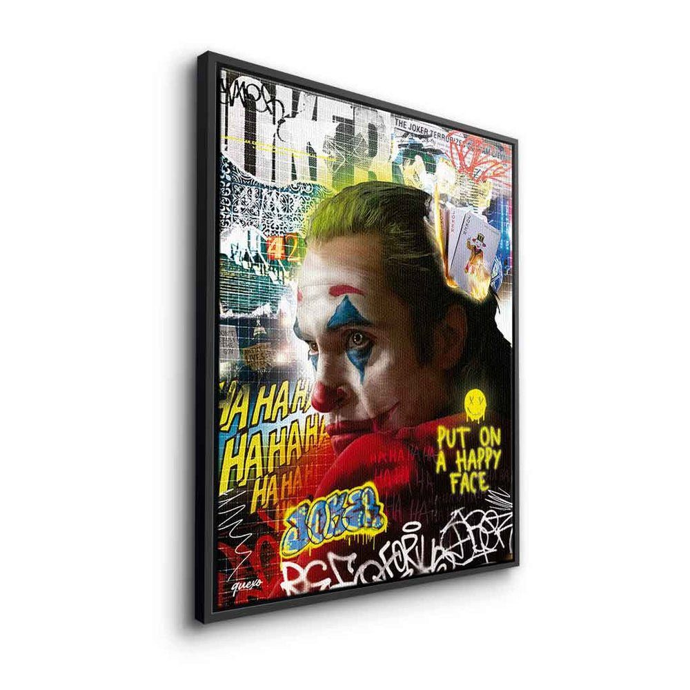 DOTCOMCANVAS® Leinwandbild, Joker Leinwandbild ohne Art Collage Batman Rahmen Pop Graffiti