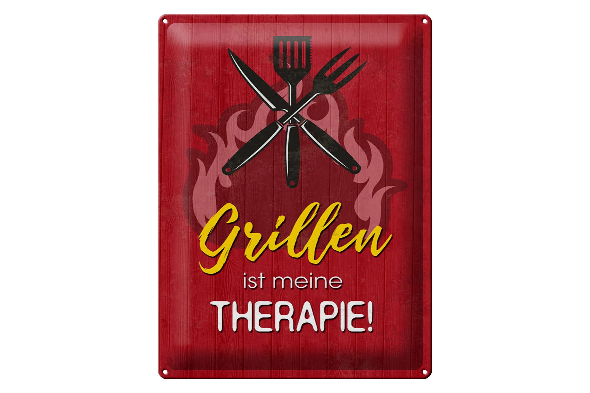 Metallschild Spruch 30x40cm Grillen ist meine Therapie