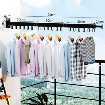 zggzerg Kleiderstange Wandmontiert Versenkbar Kleiderstange mit 18 Haken und Handtuchhalter