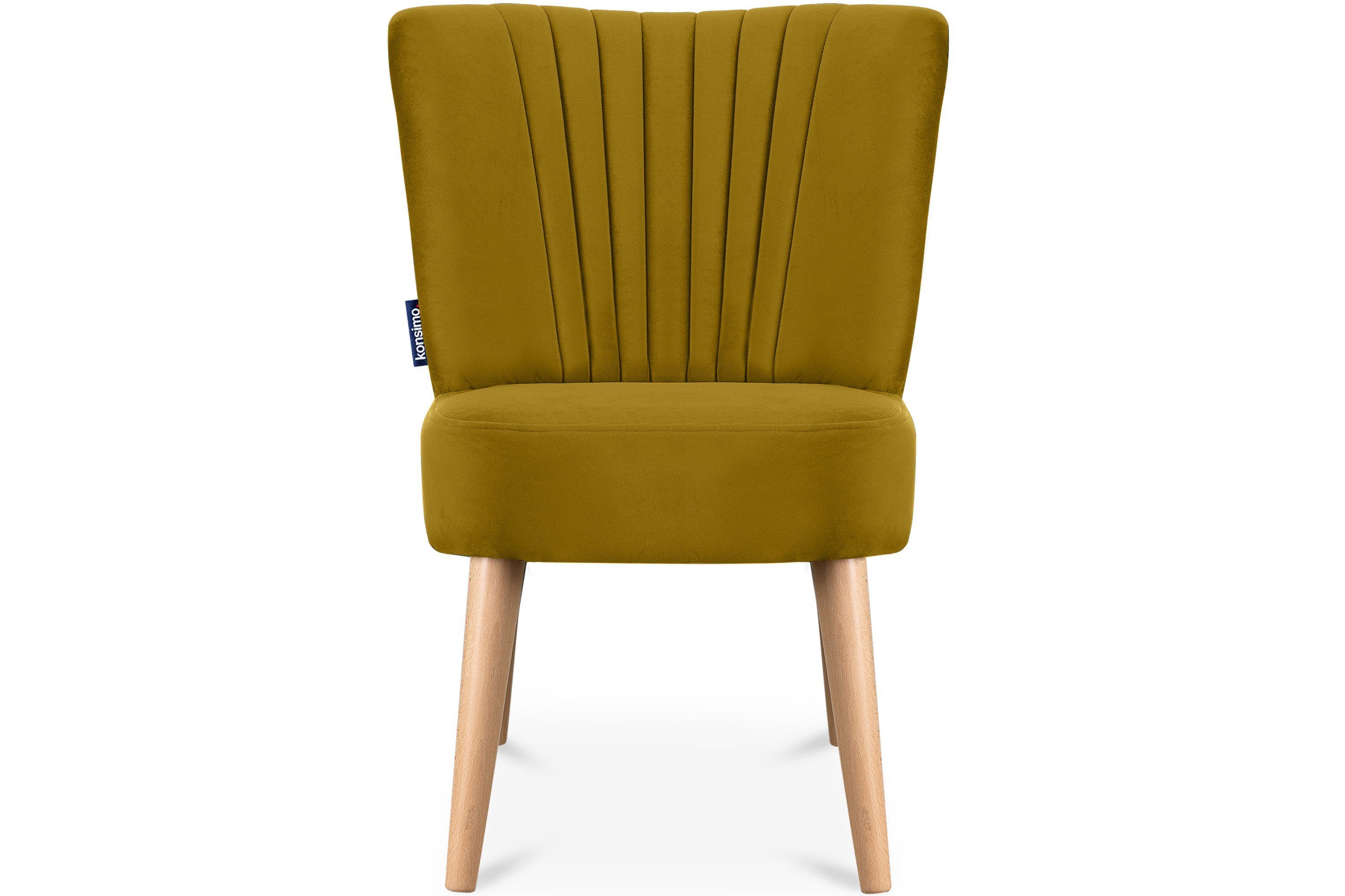 der gelb/buche auf an hohen Cocktailsessel Konsimo Sessel, | Rückenlehne, aus Beinen DUCO Ziernaht gelb Buche
