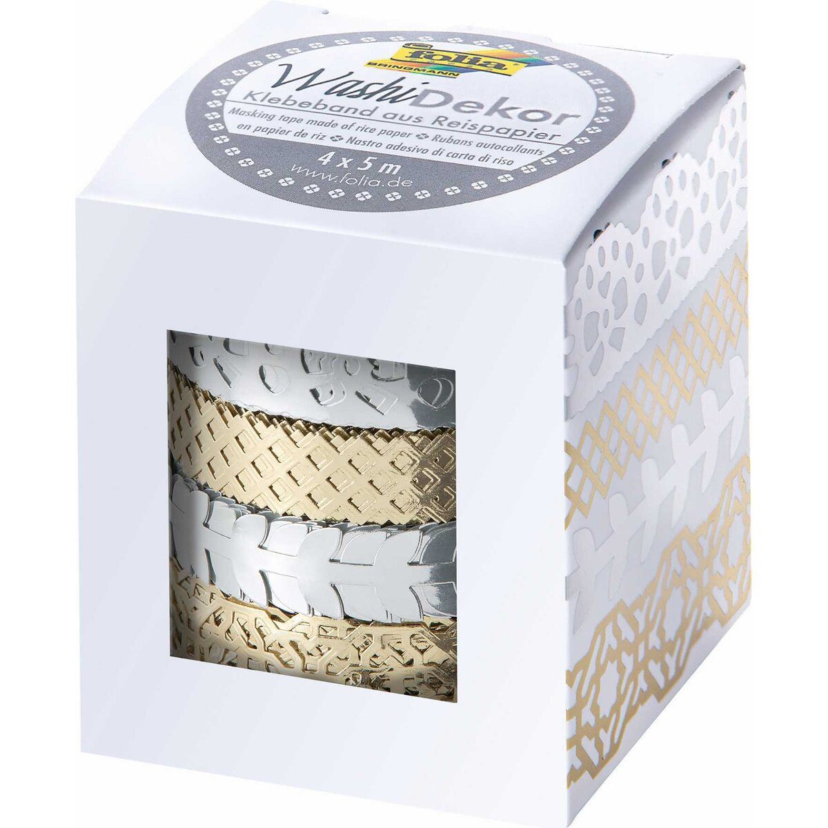 Folia Klebeband Klebefilm Washi-Tape Hotfoil - 4 Rollen silber/gold.