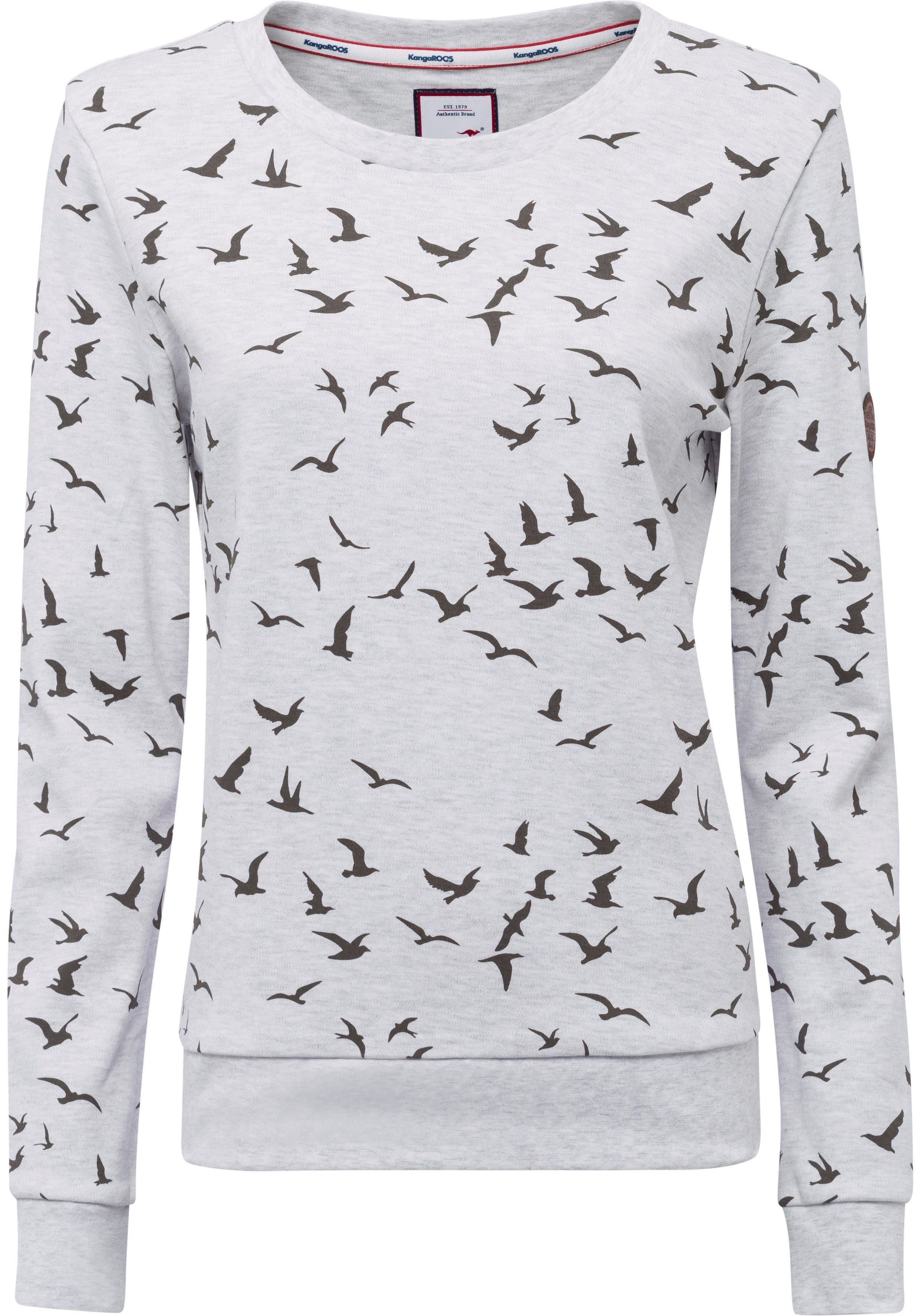 Minimal-Allover-Print Sweatshirt ecru-meliert KangaROOS modischem mit