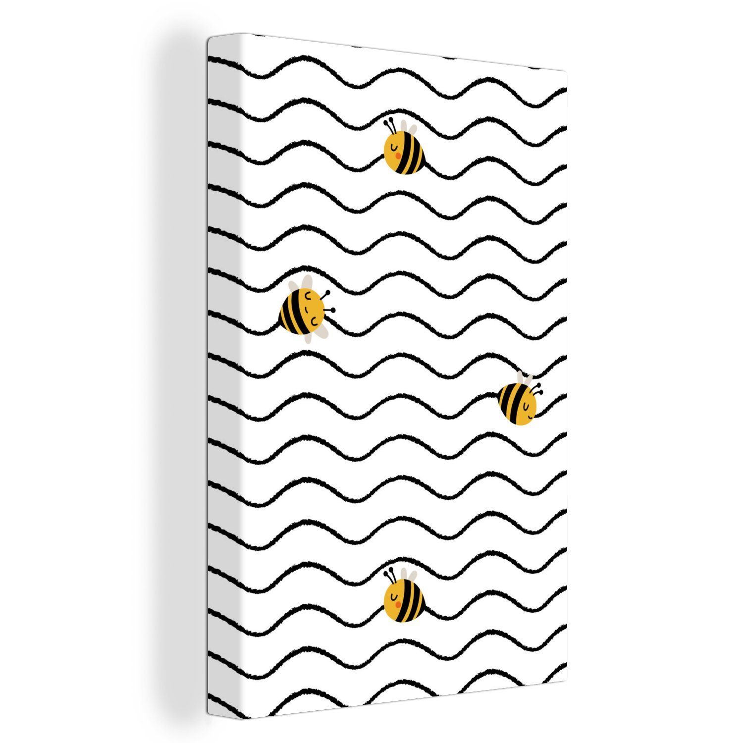 OneMillionCanvasses® Leinwandbild Muster - Bienen - Streifen, (1 St), Leinwandbild fertig bespannt inkl. Zackenaufhänger, Gemälde, 20x30 cm
