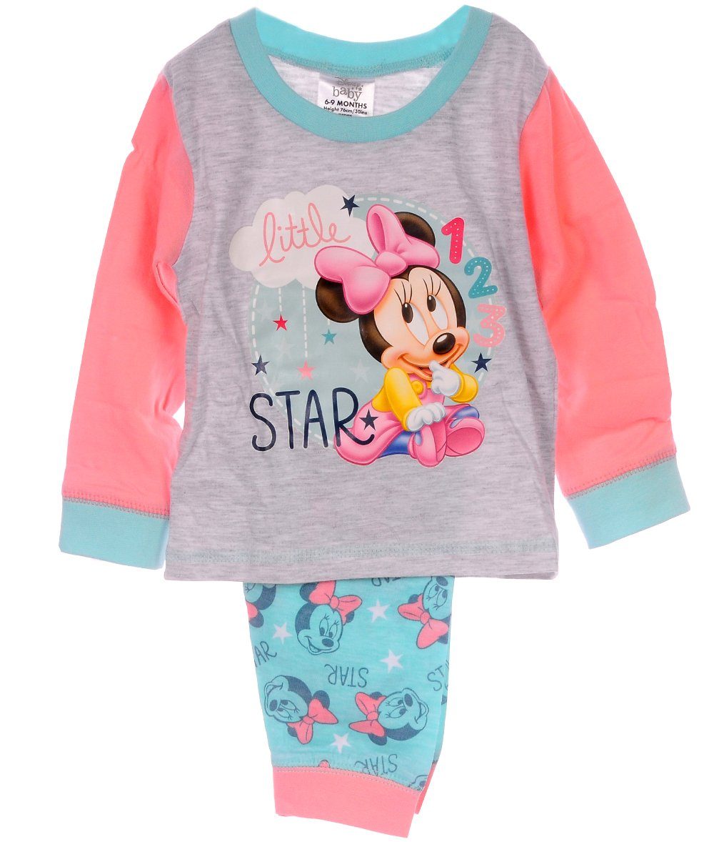 Pyjama Schlafanzug Hose Langarmshirt für Babys und Kinder in Grau Rosa (Langarmshirt + Hose) aus Baumwolle, 62 68 74 80 86 92 98 104