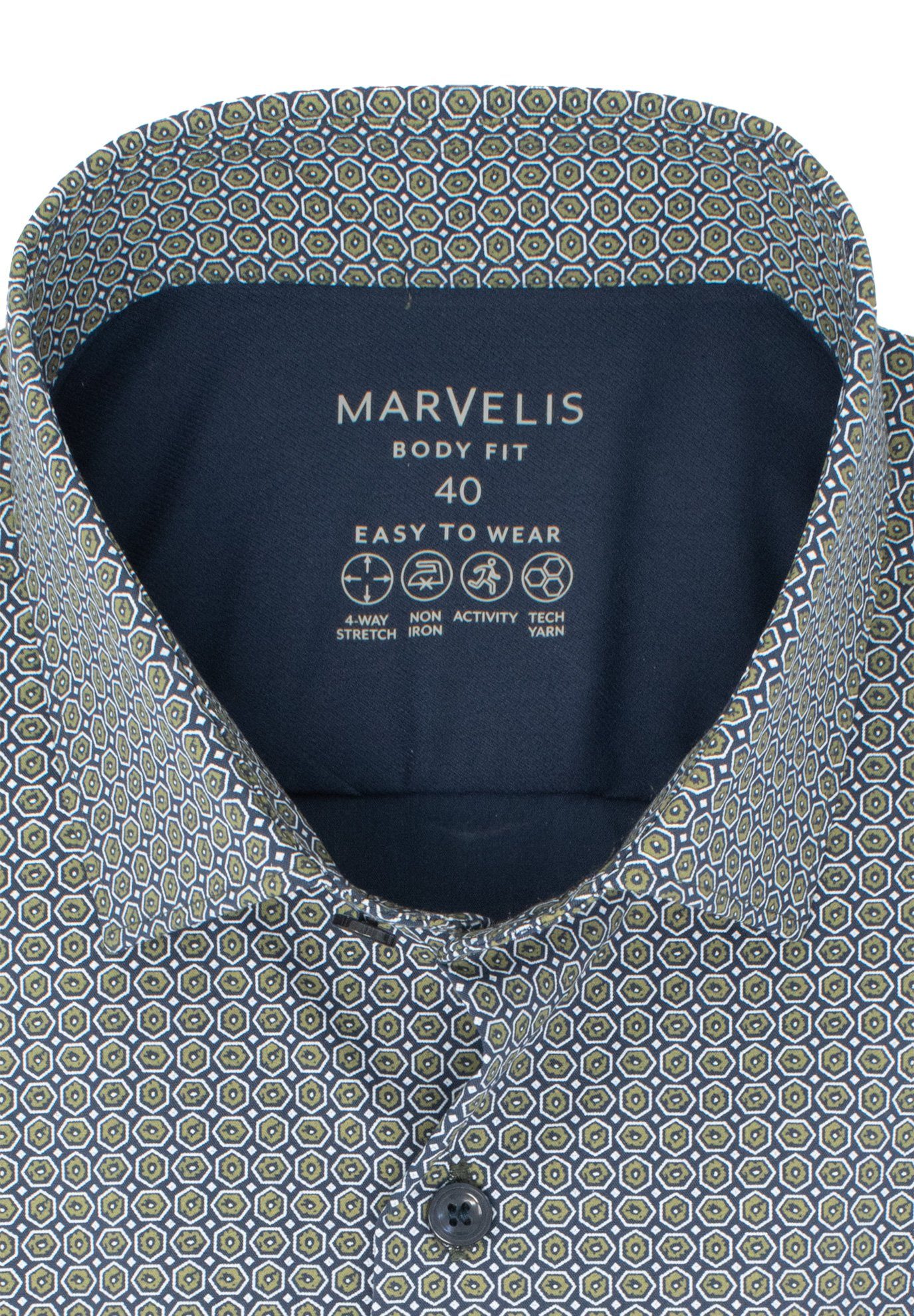MARVELIS Businesshemd EASY TO WEAR BODY FIT enge, taillierte Schnittführung