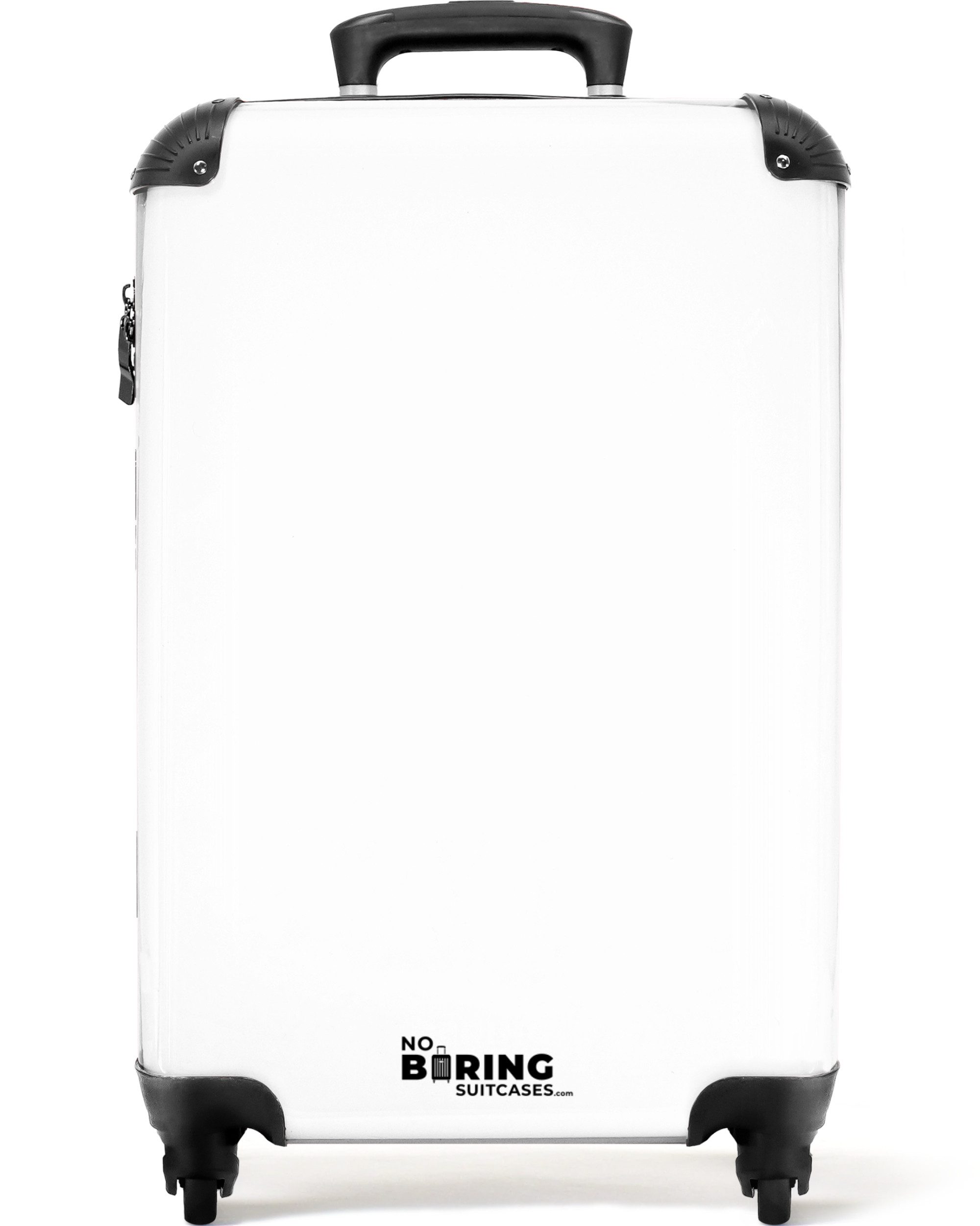 NoBoringSuitcases.com© Hartschalen-Trolley Weiß - einfarbig 55x35x20cm, 4 Rollen, Reisetasche mit Rollen, Koffer Handgepäck Flugzeug