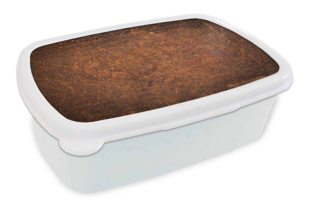 - Brotbox für - weiß für Orange, Brotdose, Braun - und Erwachsene, Leder MuchoWow Kunststoff, und Textur Mädchen Jungs Lunchbox Kinder (2-tlg),