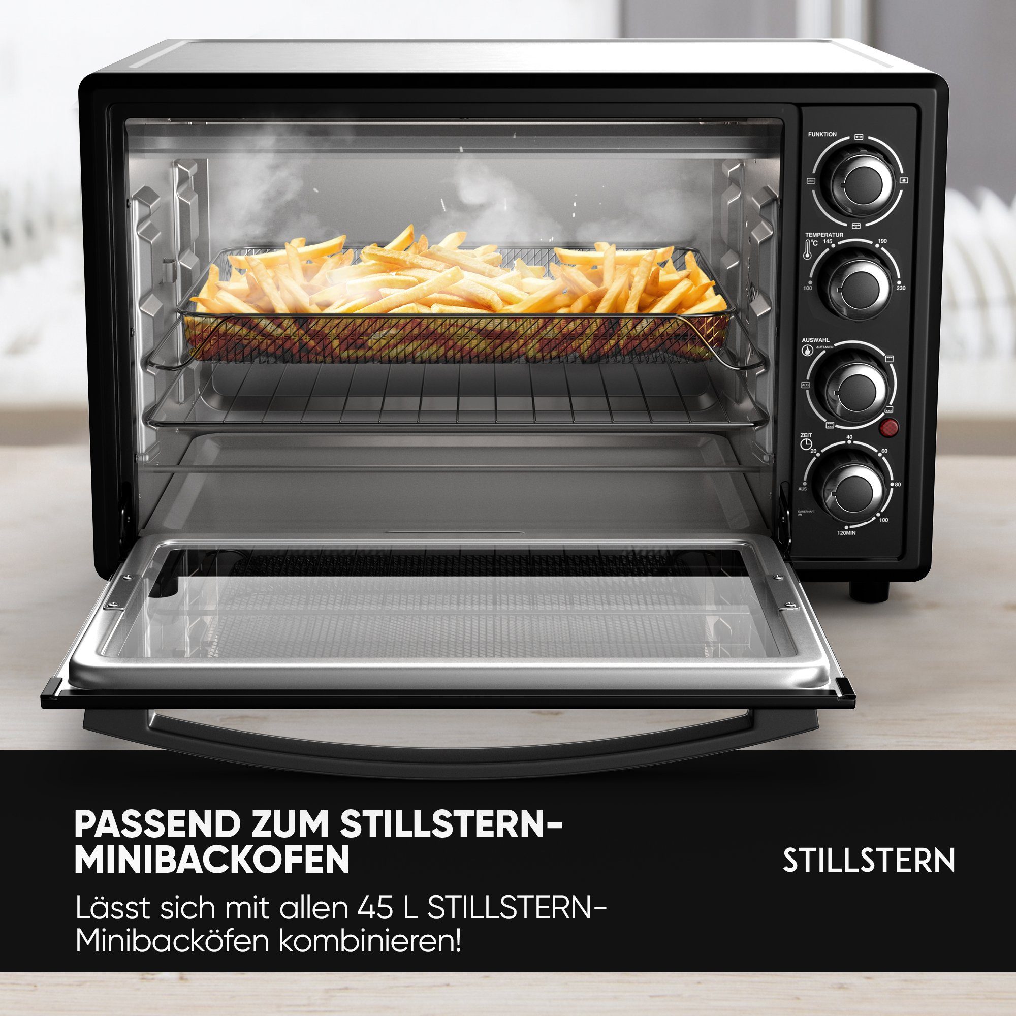 Stillstern Backblech Original Airfryer-Einsatz für Stillstern 25L Minibackofen, Edelstahl