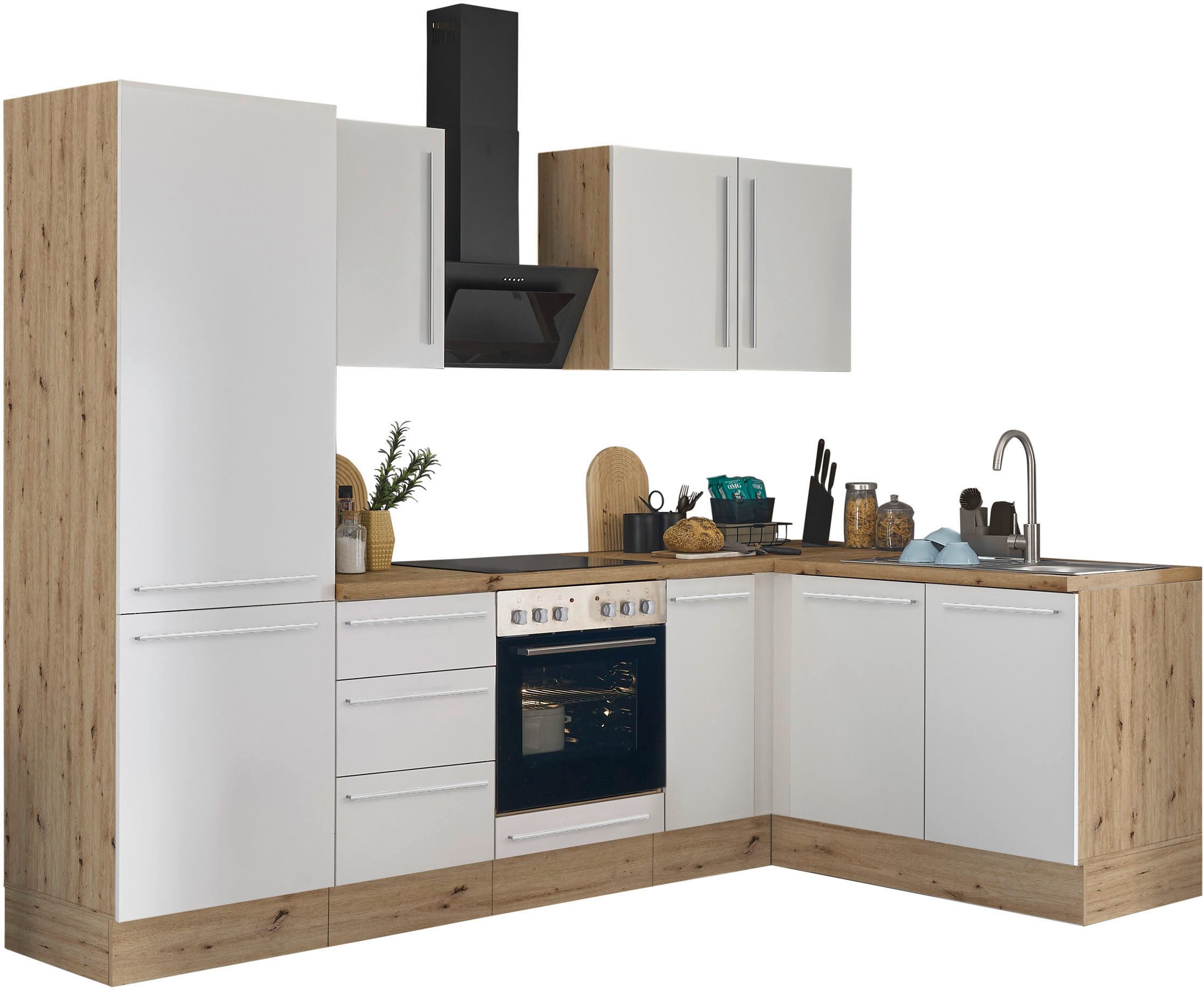 KOCHSTATION Winkelküche Florida, Stellbreite 270x165 cm, wahlweise mit E-Geräten, mit Softclose für Türen und Schubkästen