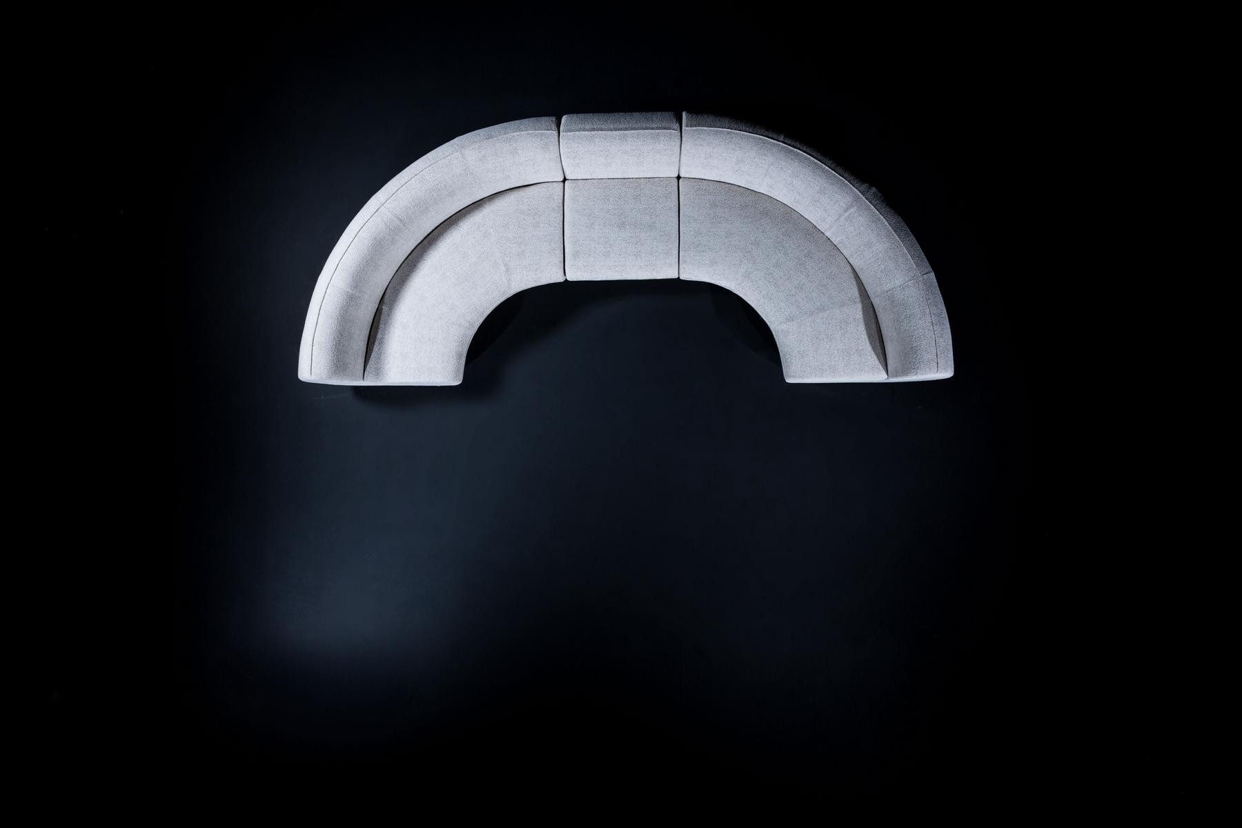 Xlmoebel Ecksofa Moderne halbrunde Eckcouchgarnitur in grauem Textildesign, Hergestellt in Europa