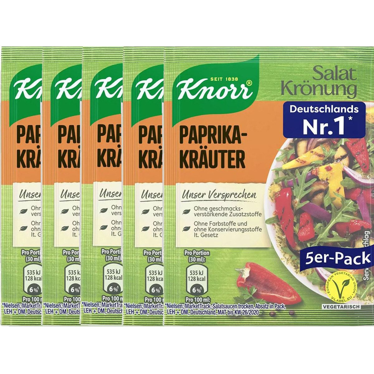 Knorr Saucen, Knorr Salatkrönung Paprika Kräuter klares Dressing 5x 9g 5er 5er Pack