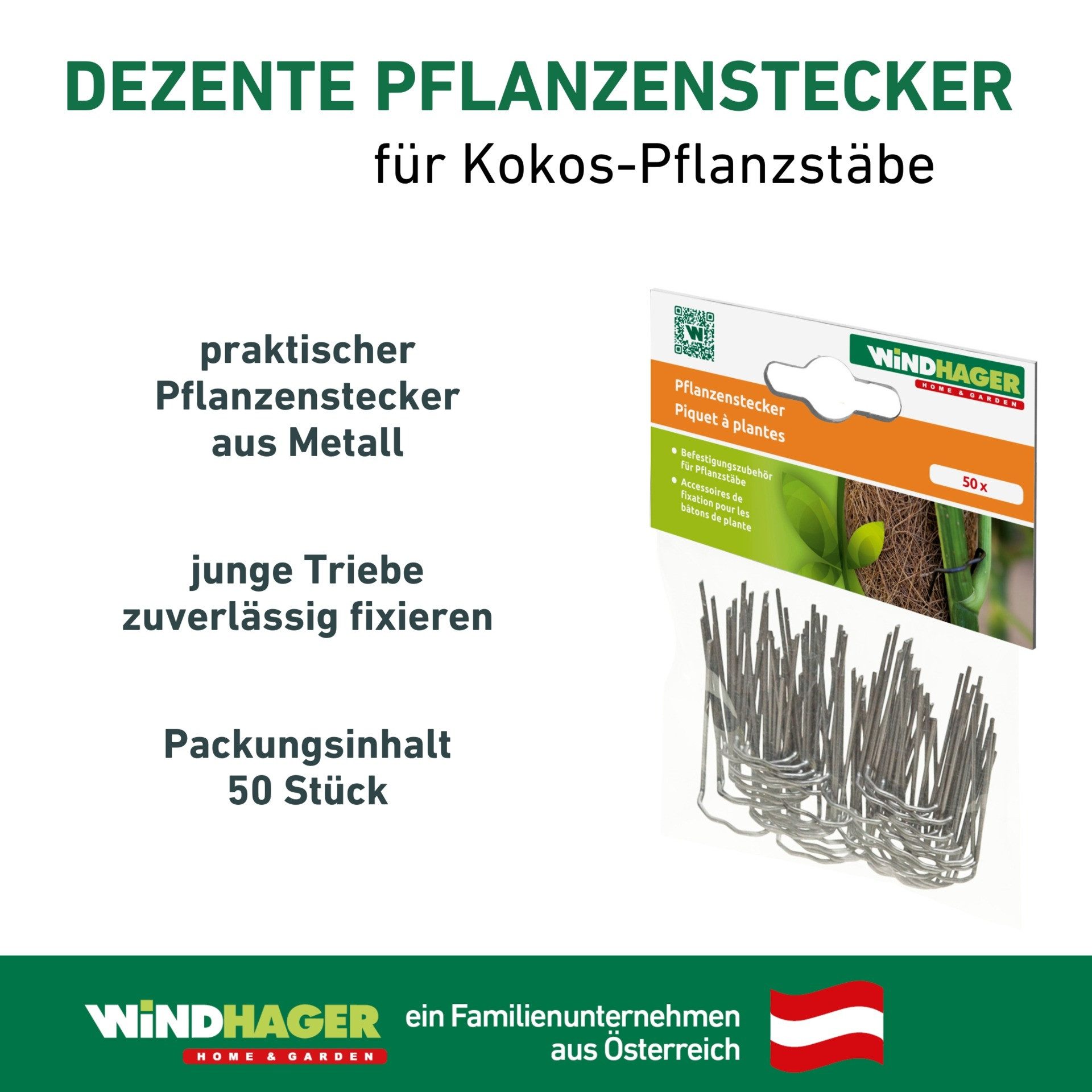 Windhager Rankhilfe Pflanzenstecker aus Metall, 50 Stk., 1 St., zur Befestigung von Pflanzentrieben an Kokos-Pflanzstäben – Bild 4 von 5