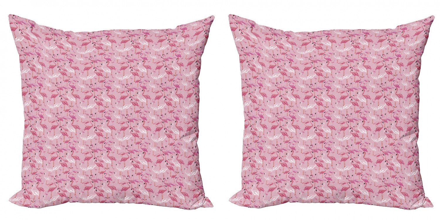 Kissenbezüge Modern Accent Doppelseitiger Digitaldruck, Abakuhaus (2 Stück), Flamingo Tiere in Pinkish Tones