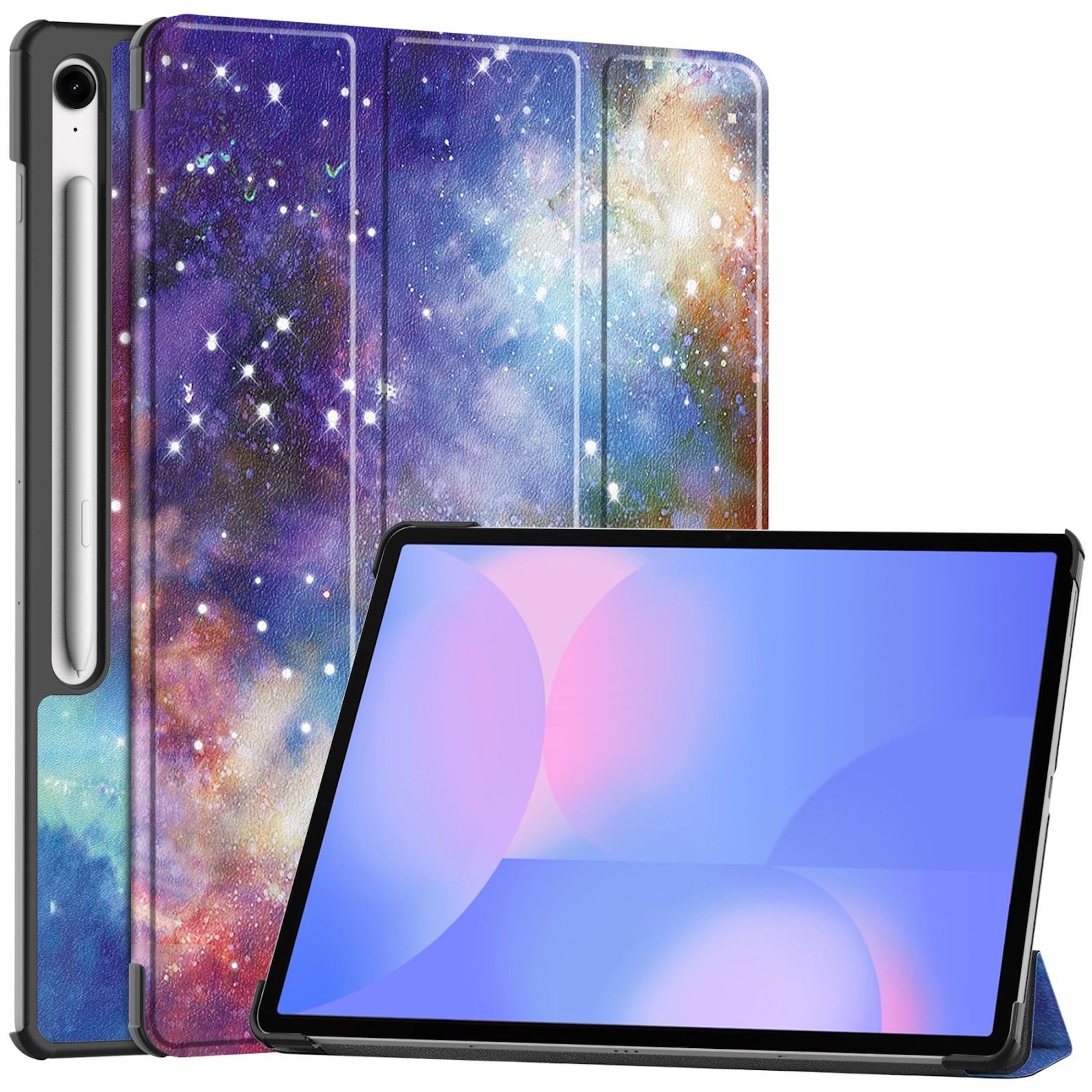 Wigento Tablet-Hülle Für Samsung Galaxy Tab S10 FE Plus 3folt Wake UP Hülle Milchstraße, Milchstraße Design, 3-Fold Standfunktion