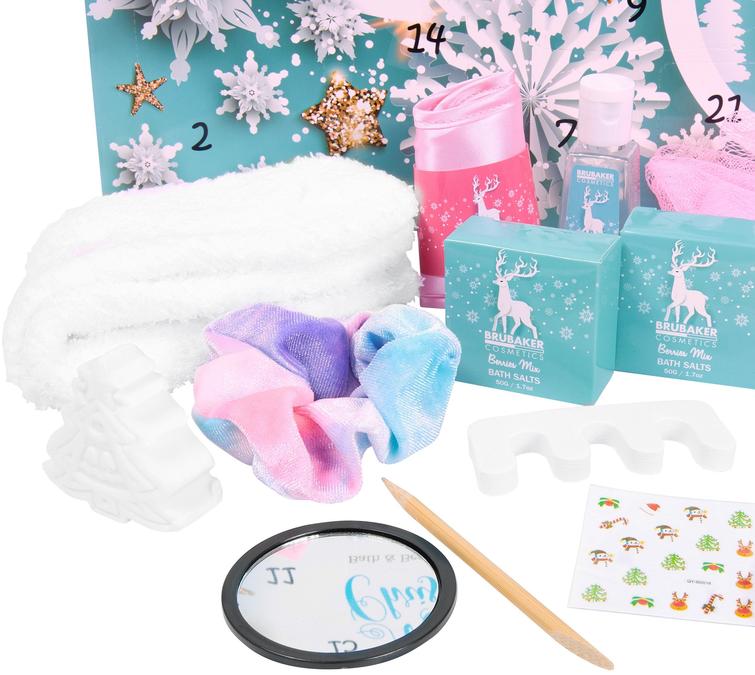 BRUBAKER Adventskalender XXL Beauty Adventskalender - Mint Blau - 24 x Körperpflege & Spa (Merry Christmas, 24-tlg), Wellness Weihnachtskalender für Frauen und  – Bild 4 von 5