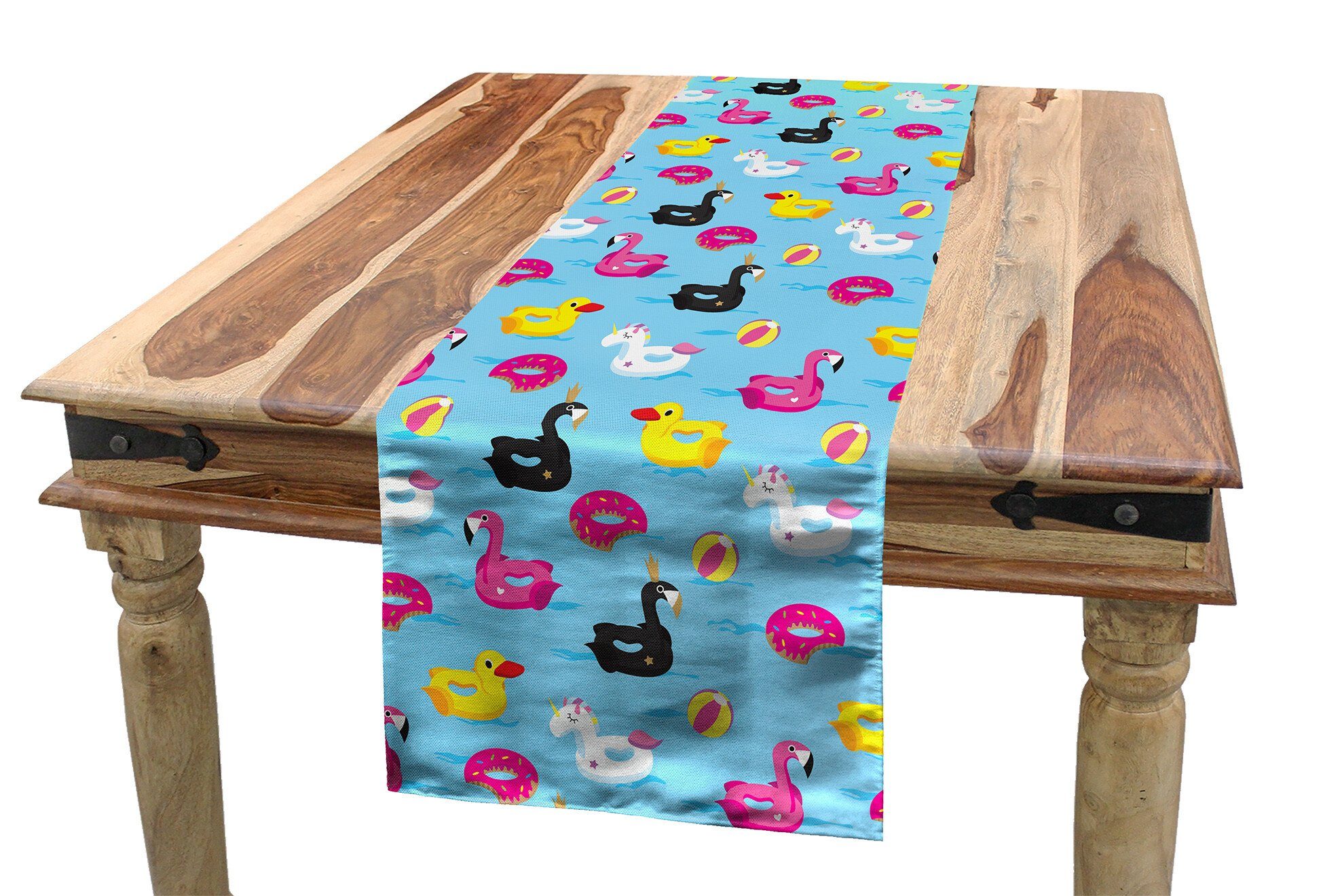 Abakuhaus Tischläufer Esszimmer Küche Rechteckiger Oberfläche Dekorativer Tier Tischläufer, Floats Sommer Pool