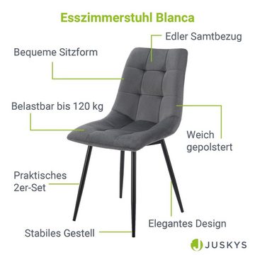 Juskys Esszimmerstuhl Blanca (2 St), bequeme Sitzform, 120 kg belastbar, weich gepolstert