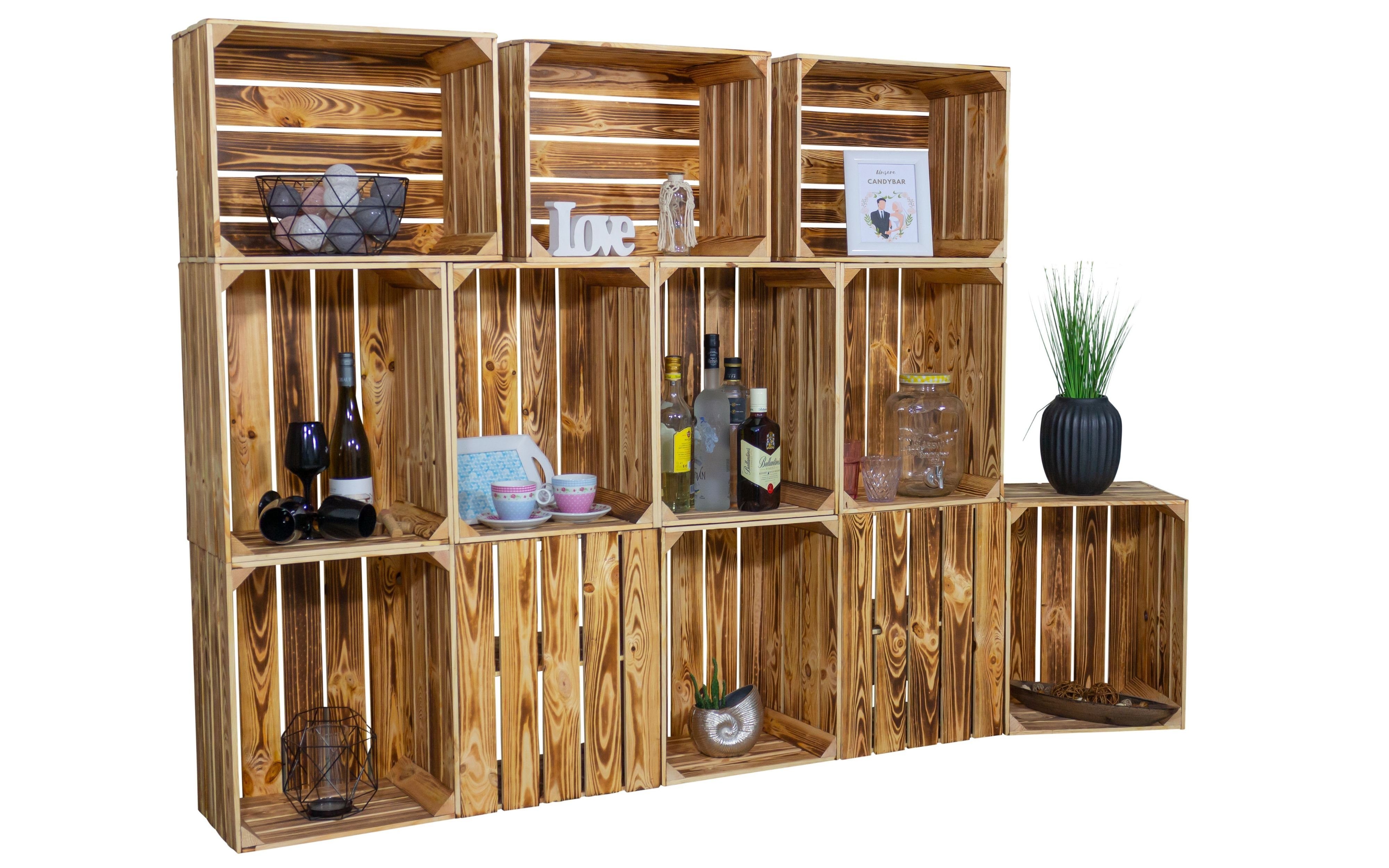 Kistenkolli Altes Land Allzweckkiste Großes Regal "Mammut" als Raumtrenner oder Deko-/Bücherregal (Geflammt