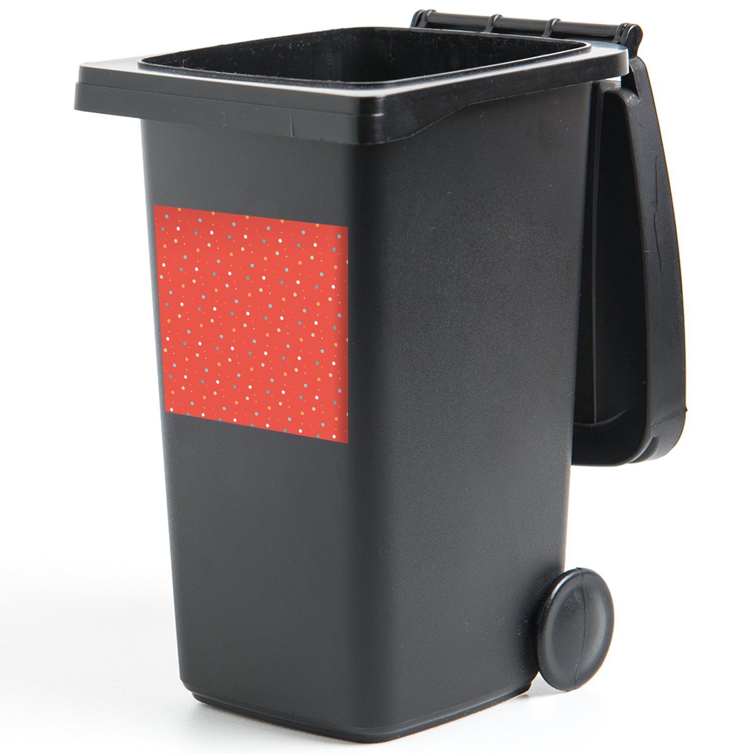 Mülltonne, Mülleimer-aufkleber, (1 MuchoWow - Muster St), Wandsticker Rot Tupfen Container, Abfalbehälter - Sticker,