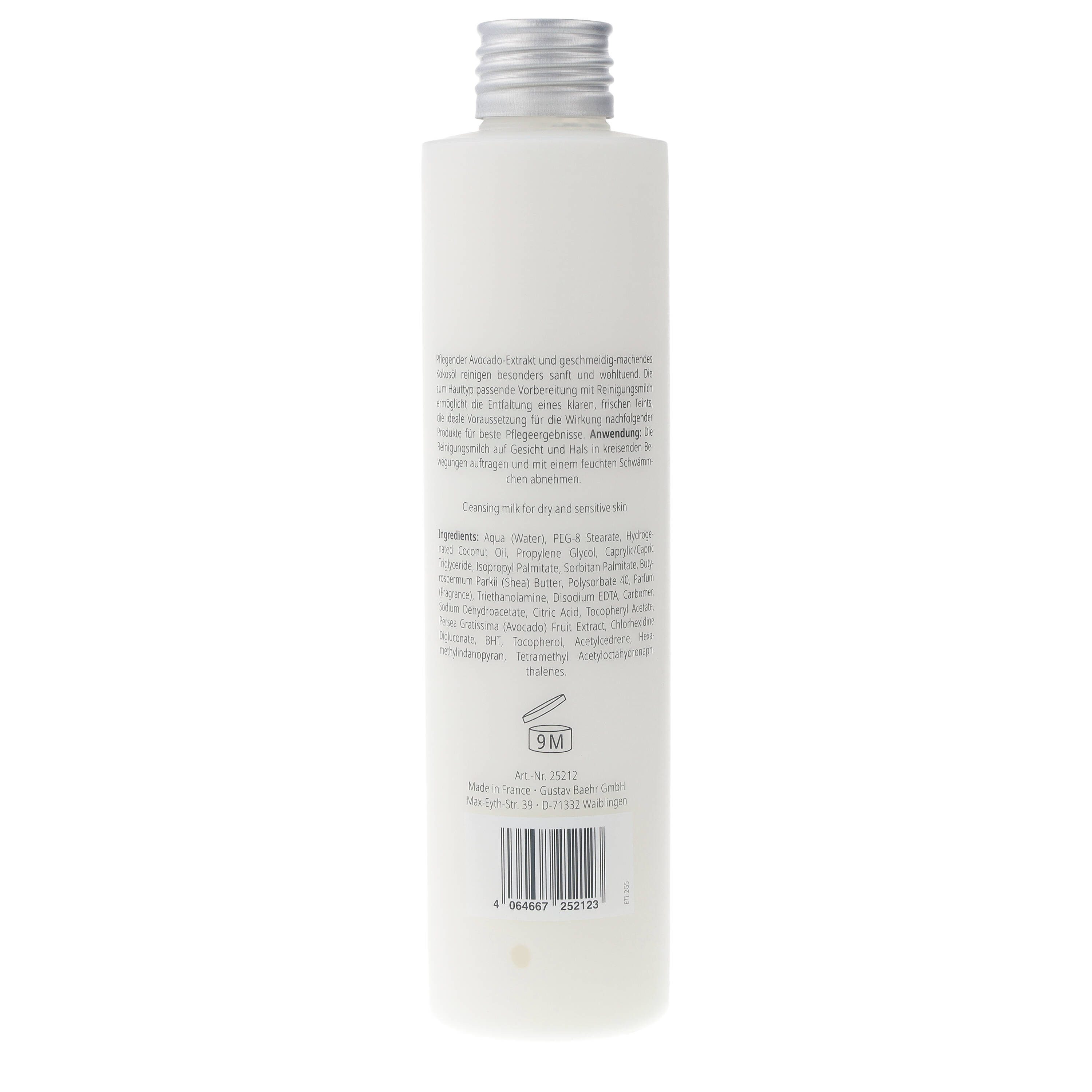 BAEHR BEAUTY CONCEPT Gesichts-Reinigungsmilch Baehr Beauty Concept Reinigungsmilch Trockene und Sensible Haut 200ml, 1-tlg., pflegender Avocado-Extrakt & geschmeidig-machendes Kokosöl