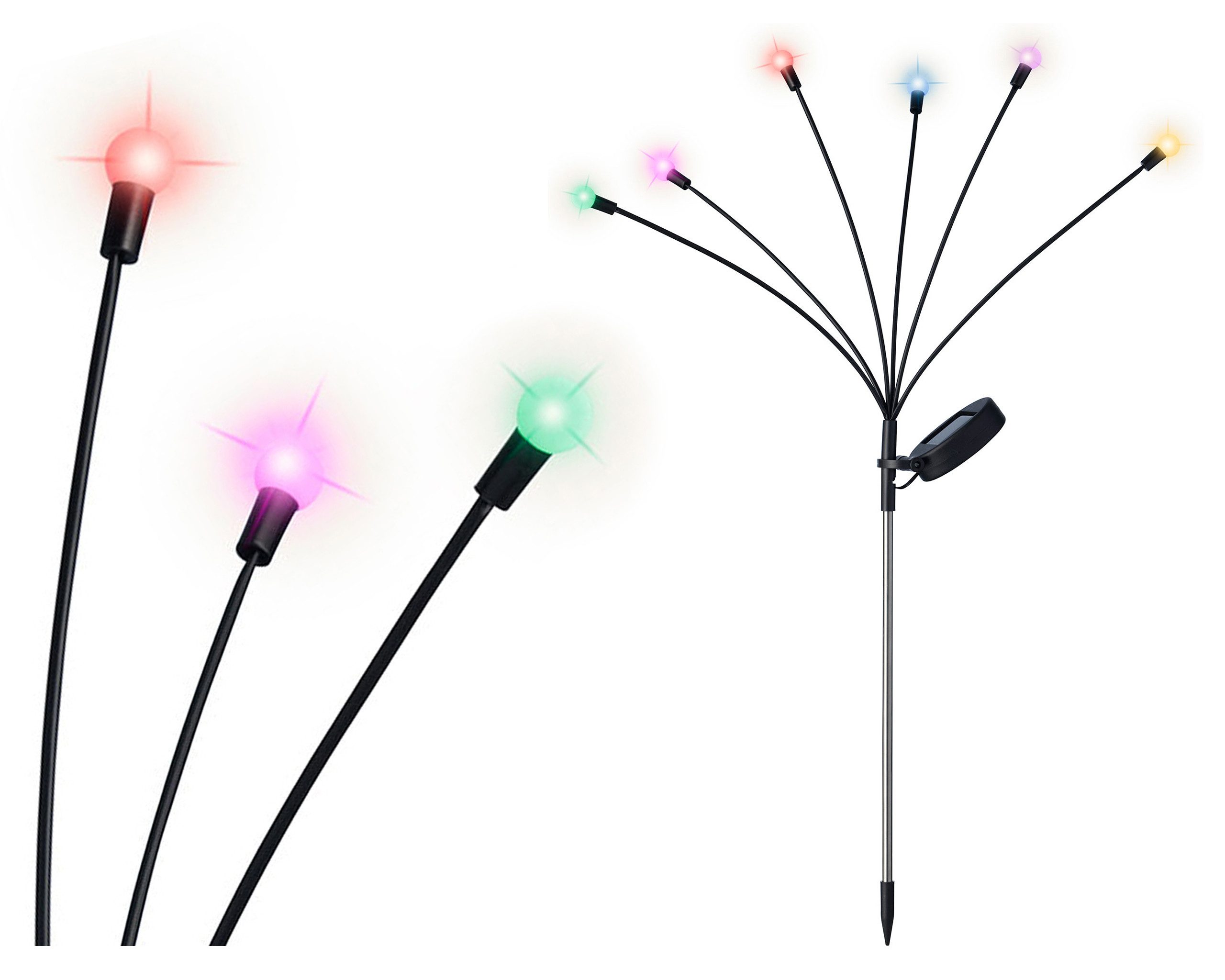 Lumineo LED Solarleuchte, Dauerlicht, bunt, Solar Stabbeleuchtung 6 LEDs Outdoor Kunststoff 70cm Bunt