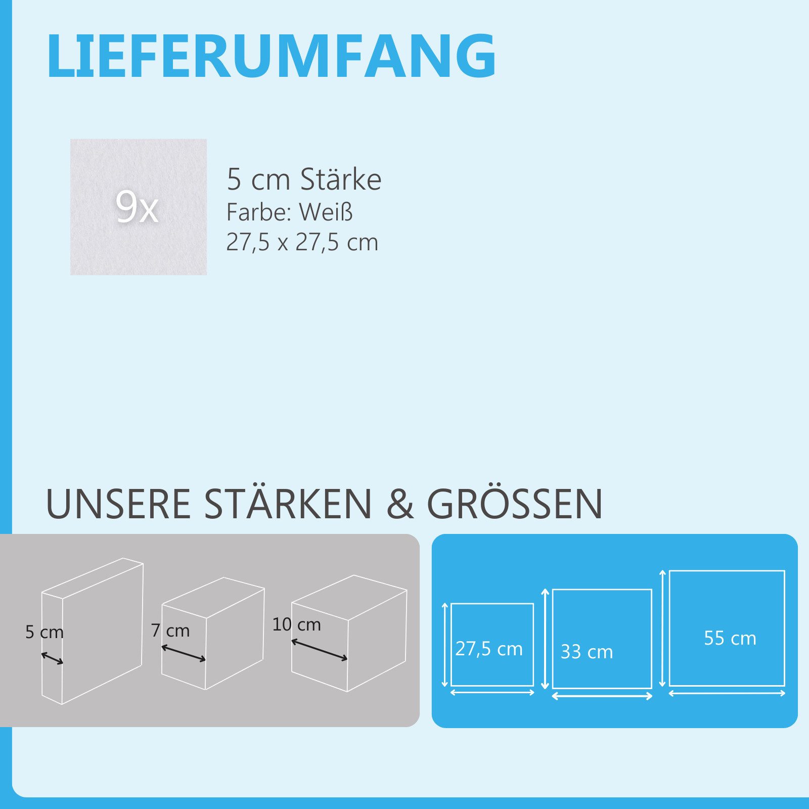 platino24 Akustikplatte 9 Absorber Quadrate aus Basotect ® G+