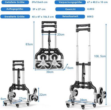 COSTWAY Werkstattwagen Sackkarre, faltbar, tragbar, mit Gurt, belastbar bis 80 kg